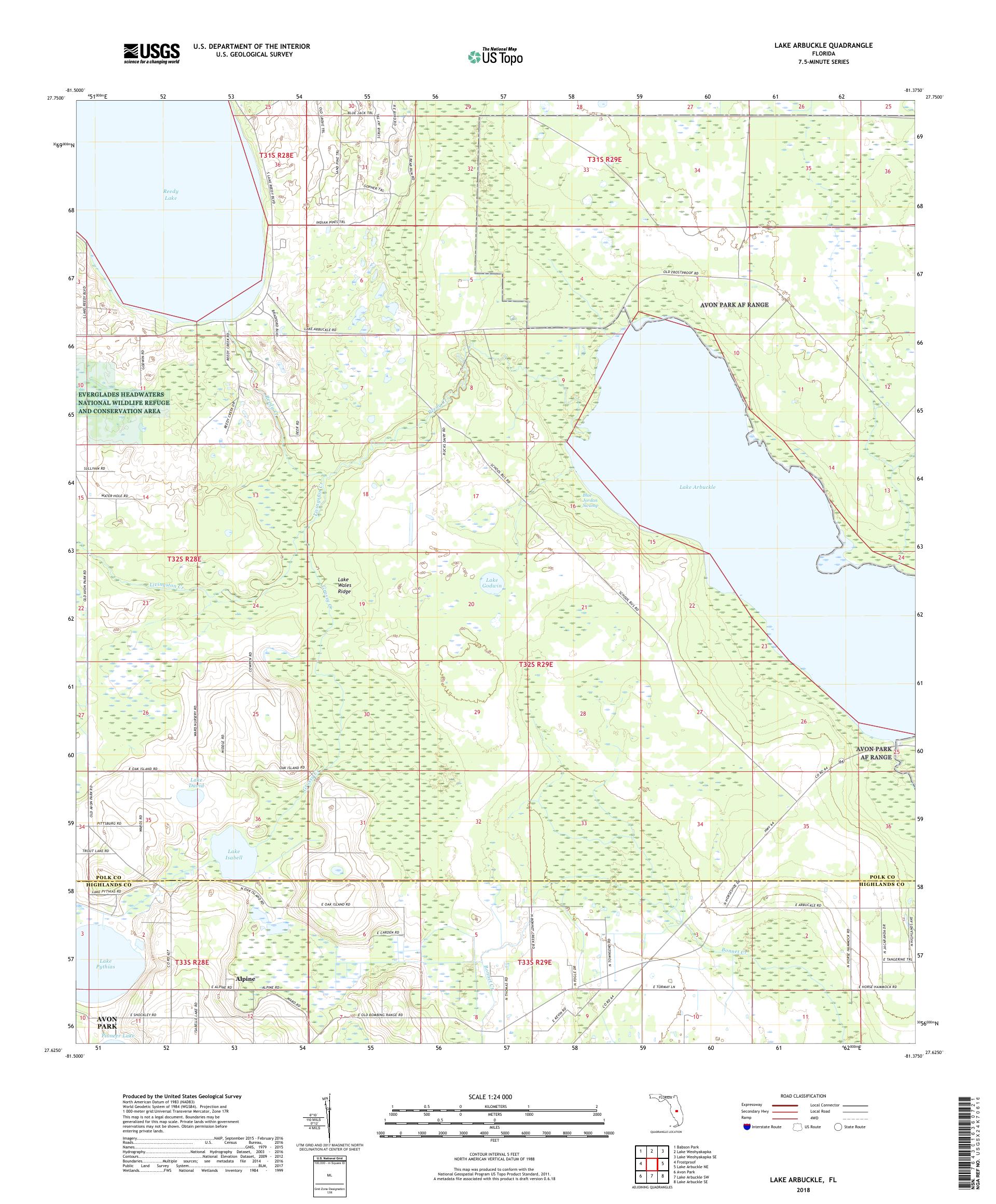 MyTopo Lake Arbuckle, Florida USGS Quad Topo Map