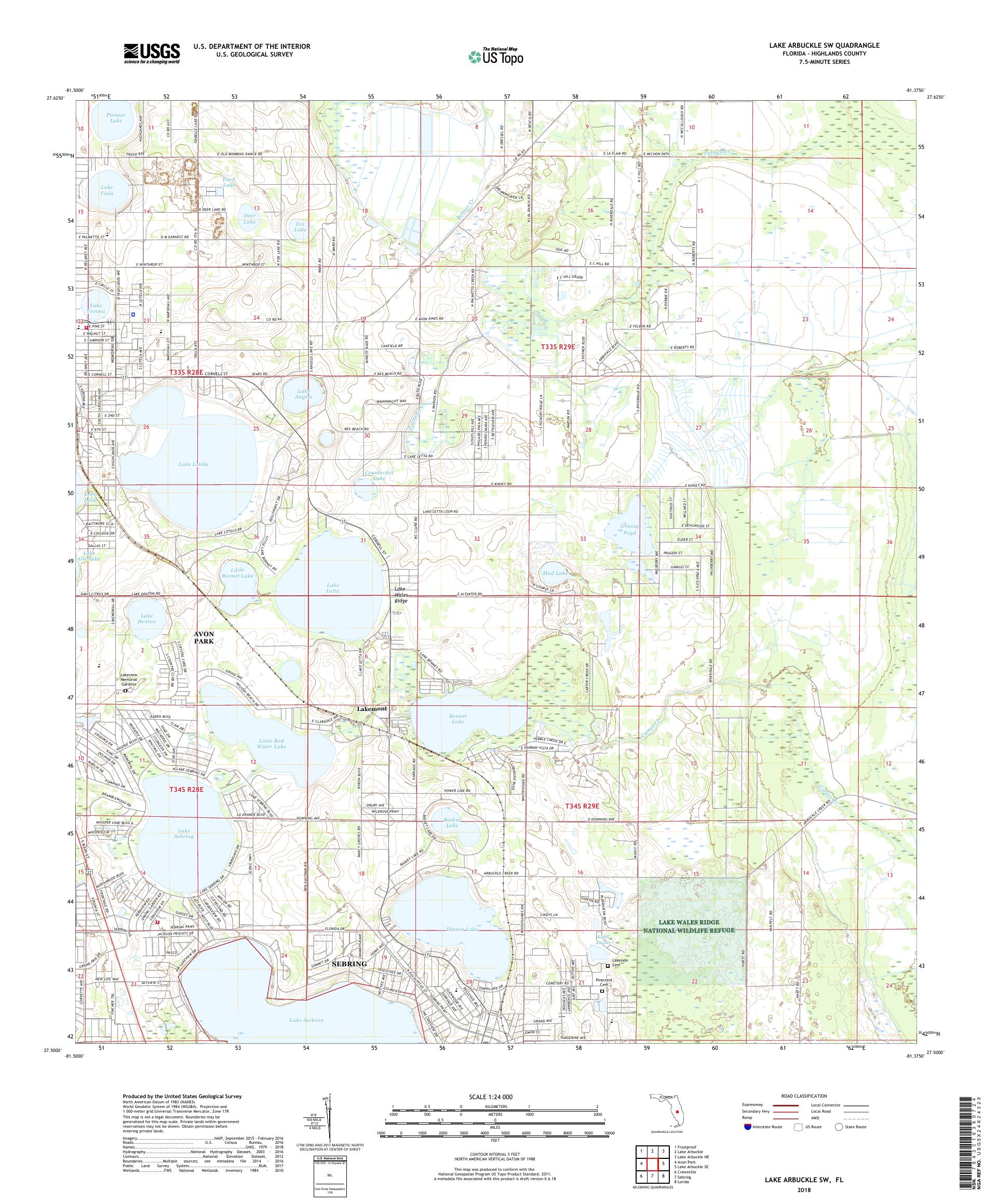 MyTopo Lake Arbuckle SW, Florida USGS Quad Topo Map
