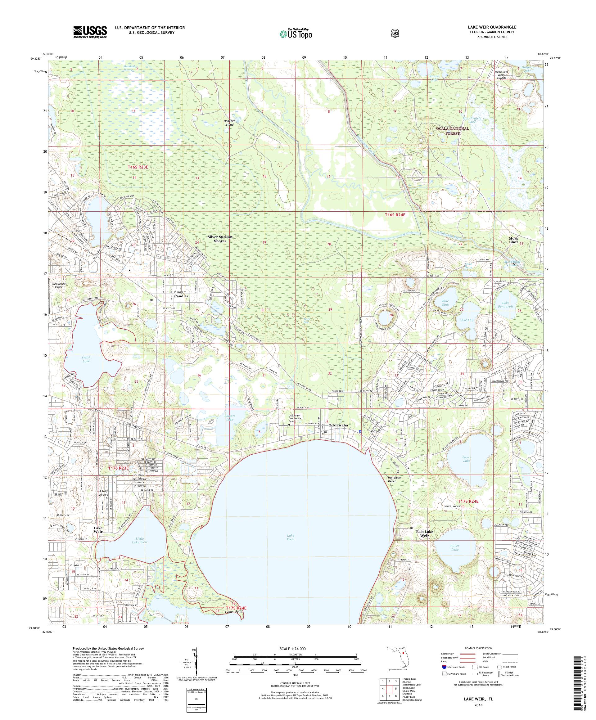 MyTopo Lake Weir, Florida USGS Quad Topo Map