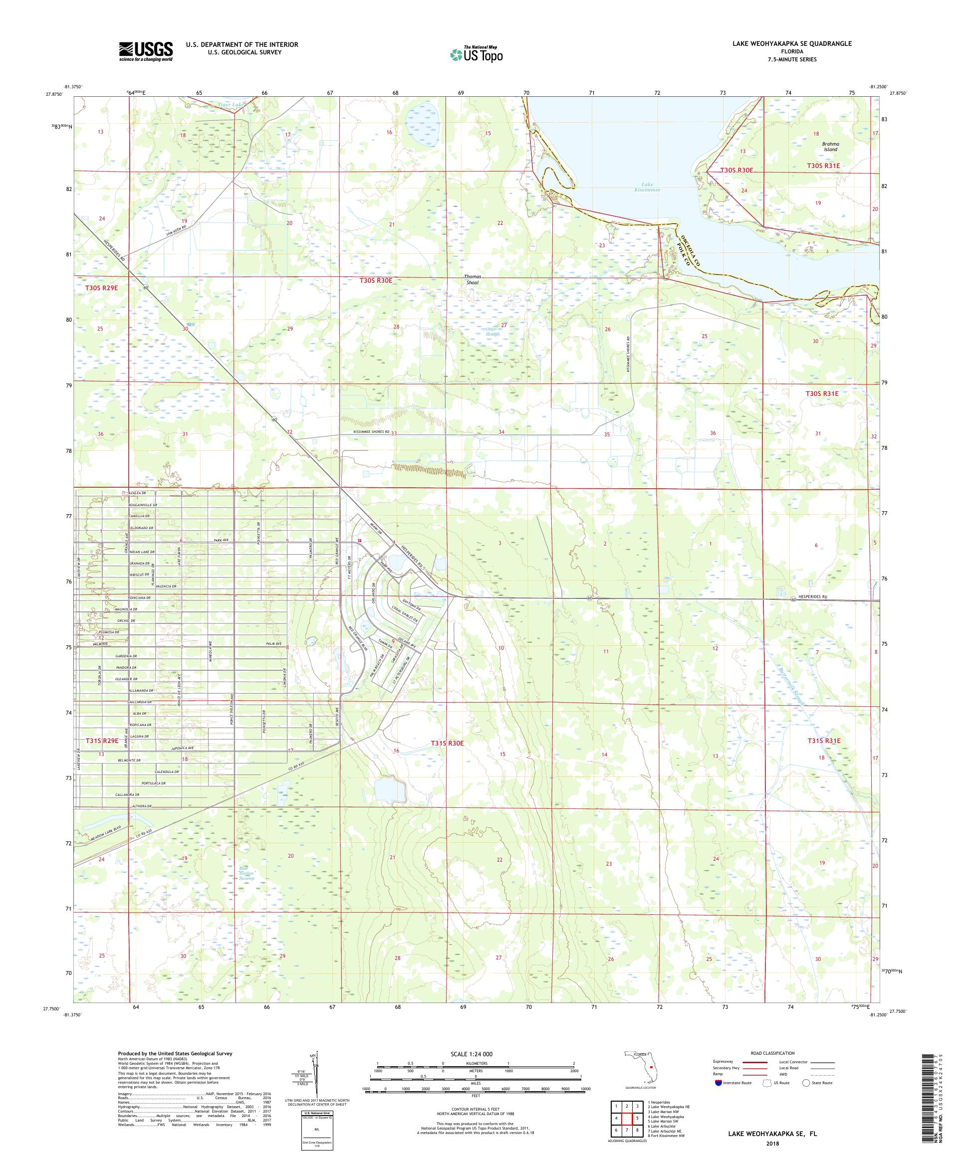 MyTopo Lake Weohyakapka SE, Florida USGS Quad Topo Map