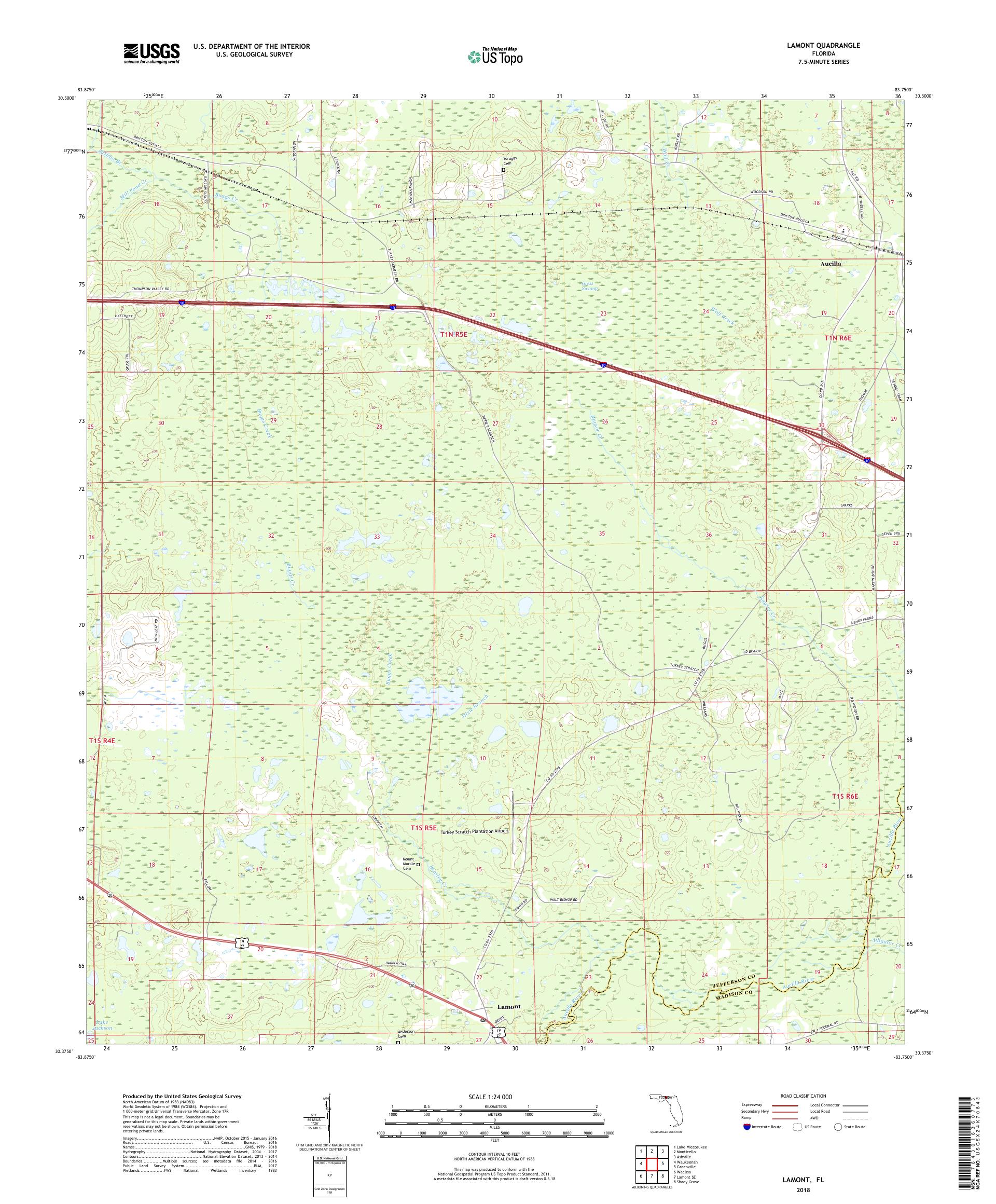 MyTopo Lamont, Florida USGS Quad Topo Map