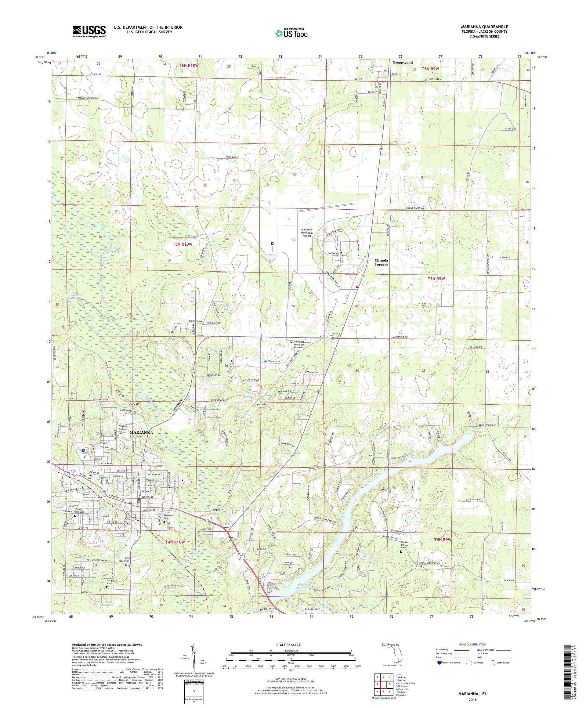 MyTopo Marianna, Florida USGS Quad Topo Map