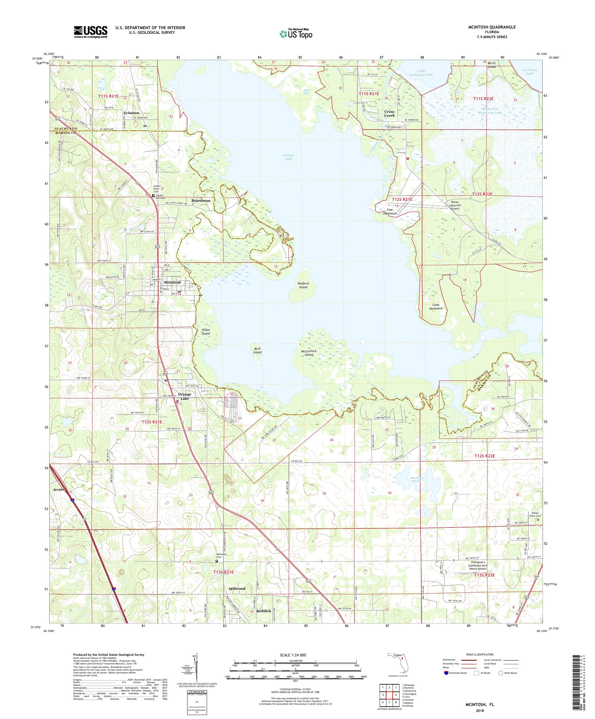 MyTopo McIntosh, Florida USGS Quad Topo Map