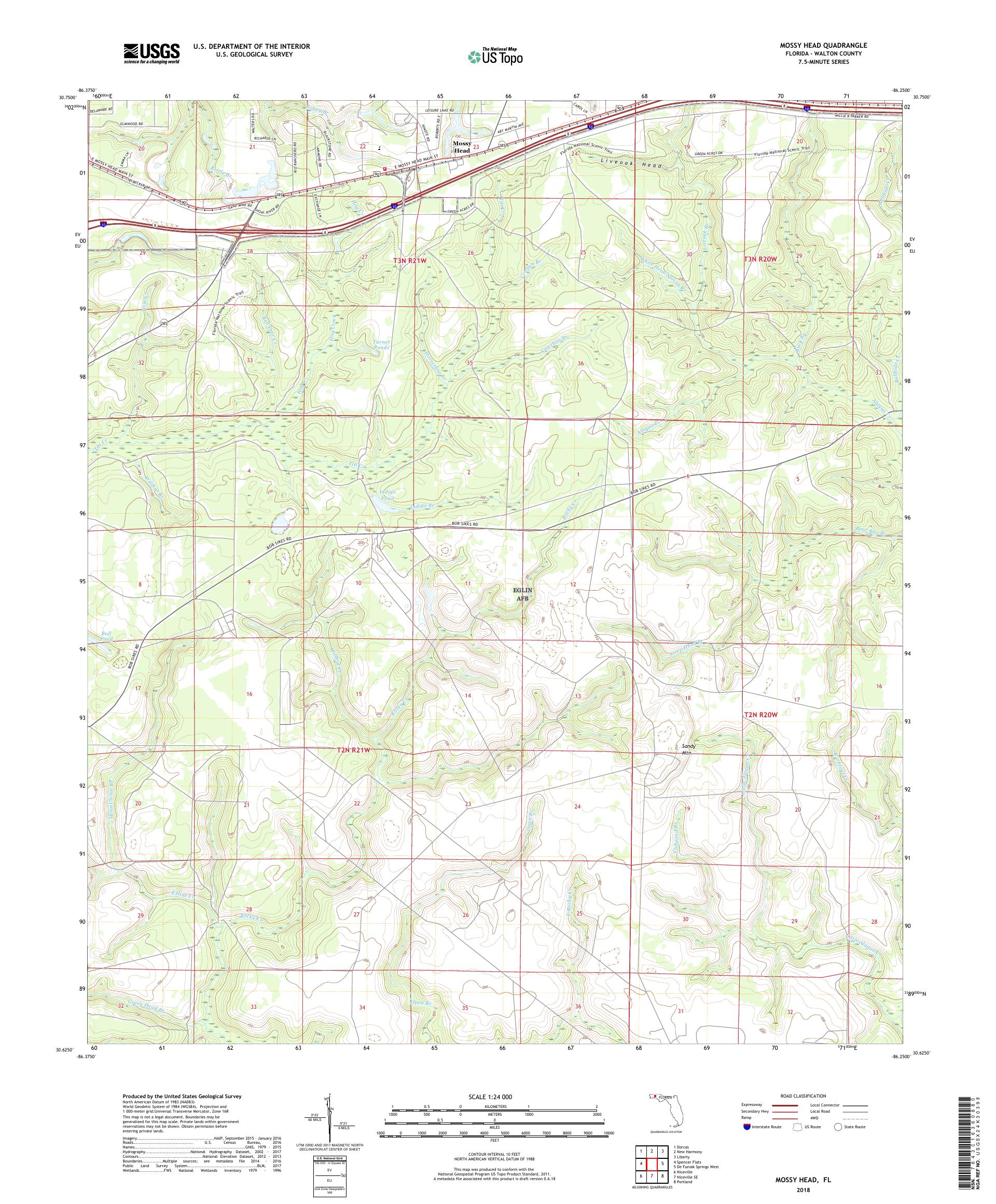MyTopo Mossy Head, Florida USGS Quad Topo Map