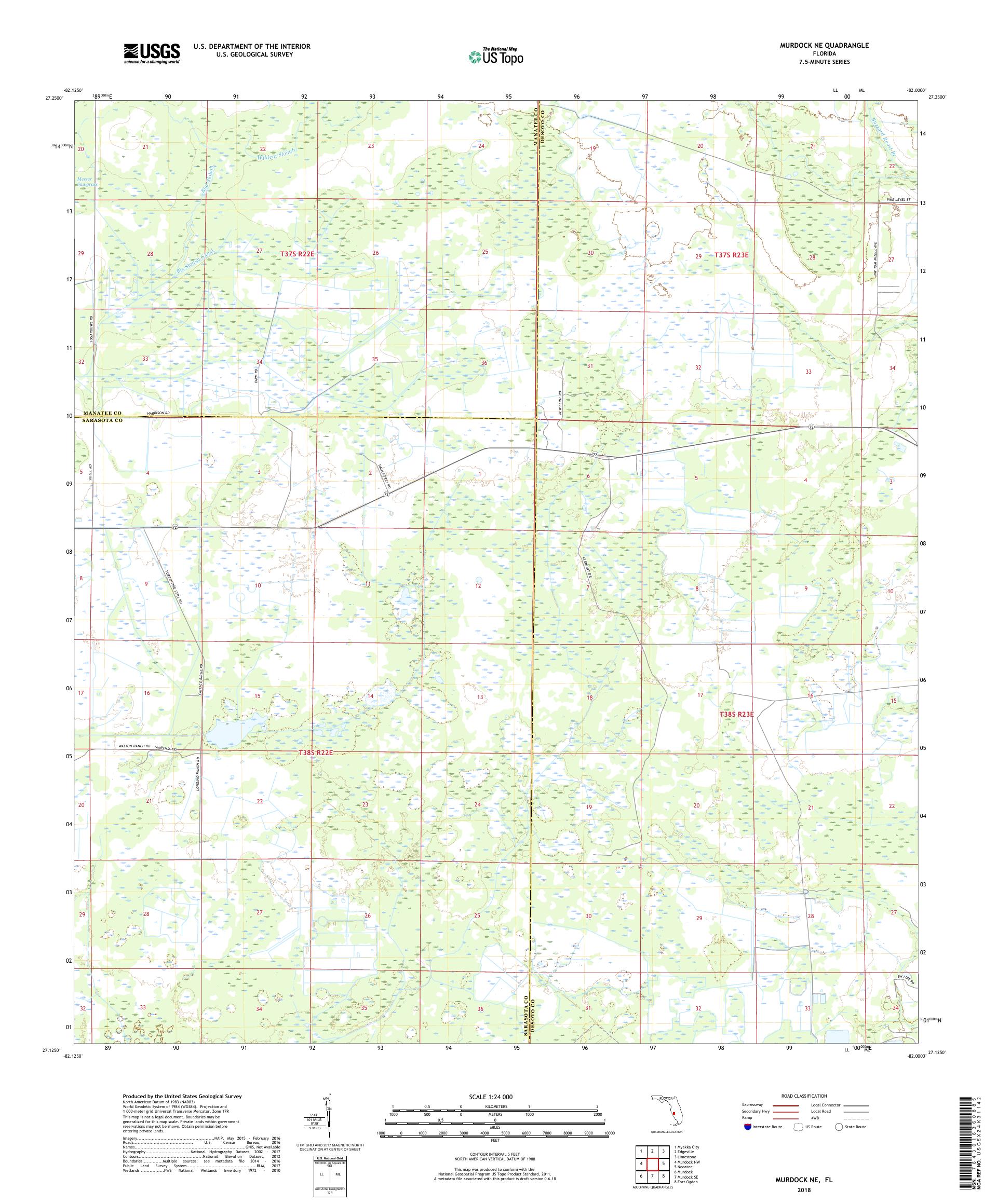 MyTopo Murdock NE, Florida USGS Quad Topo Map