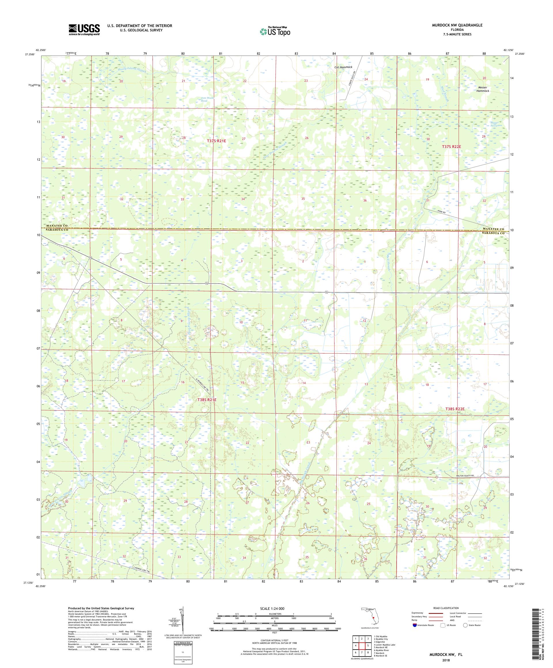 MyTopo Murdock NW, Florida USGS Quad Topo Map