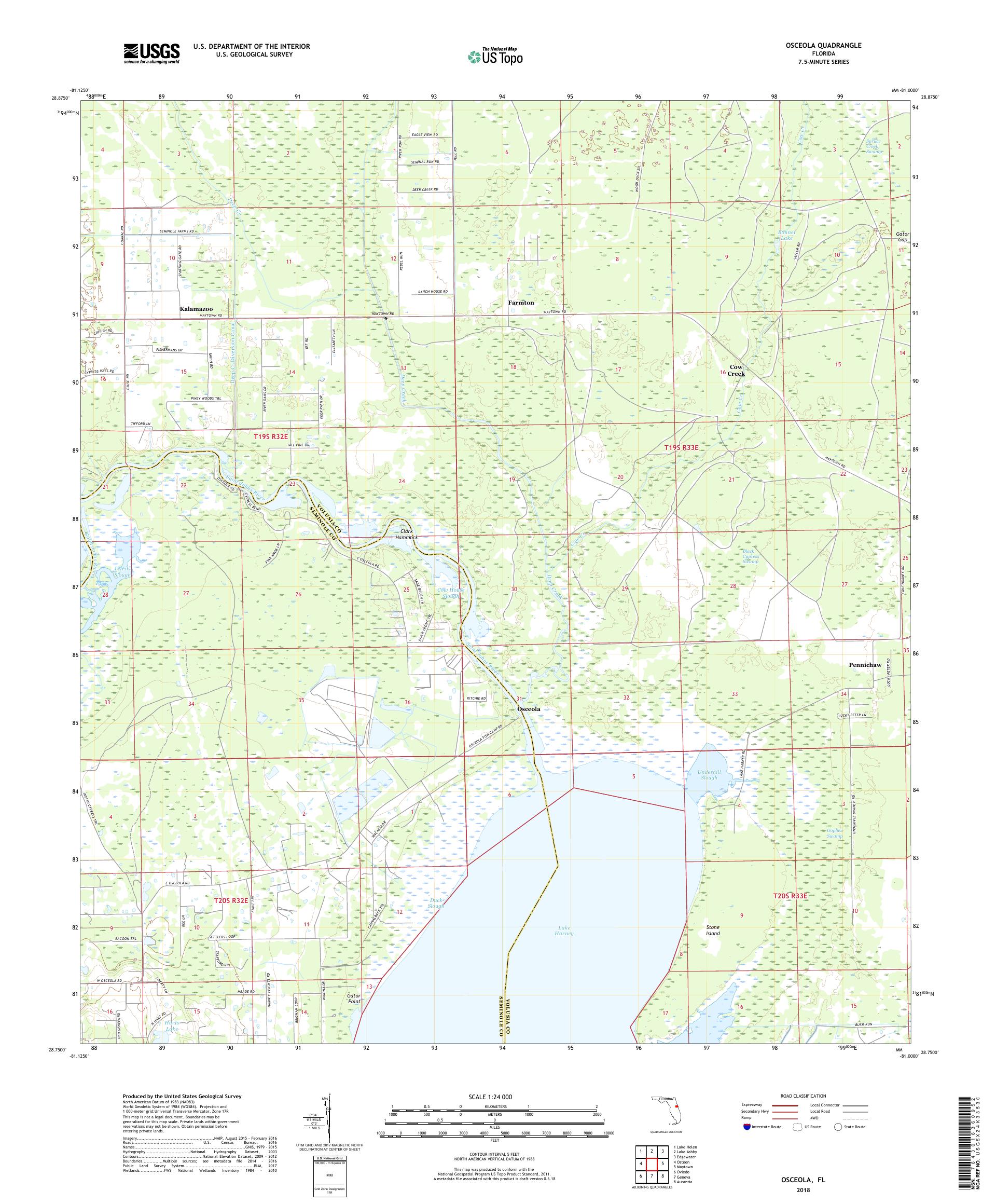 MyTopo Osceola, Florida USGS Quad Topo Map