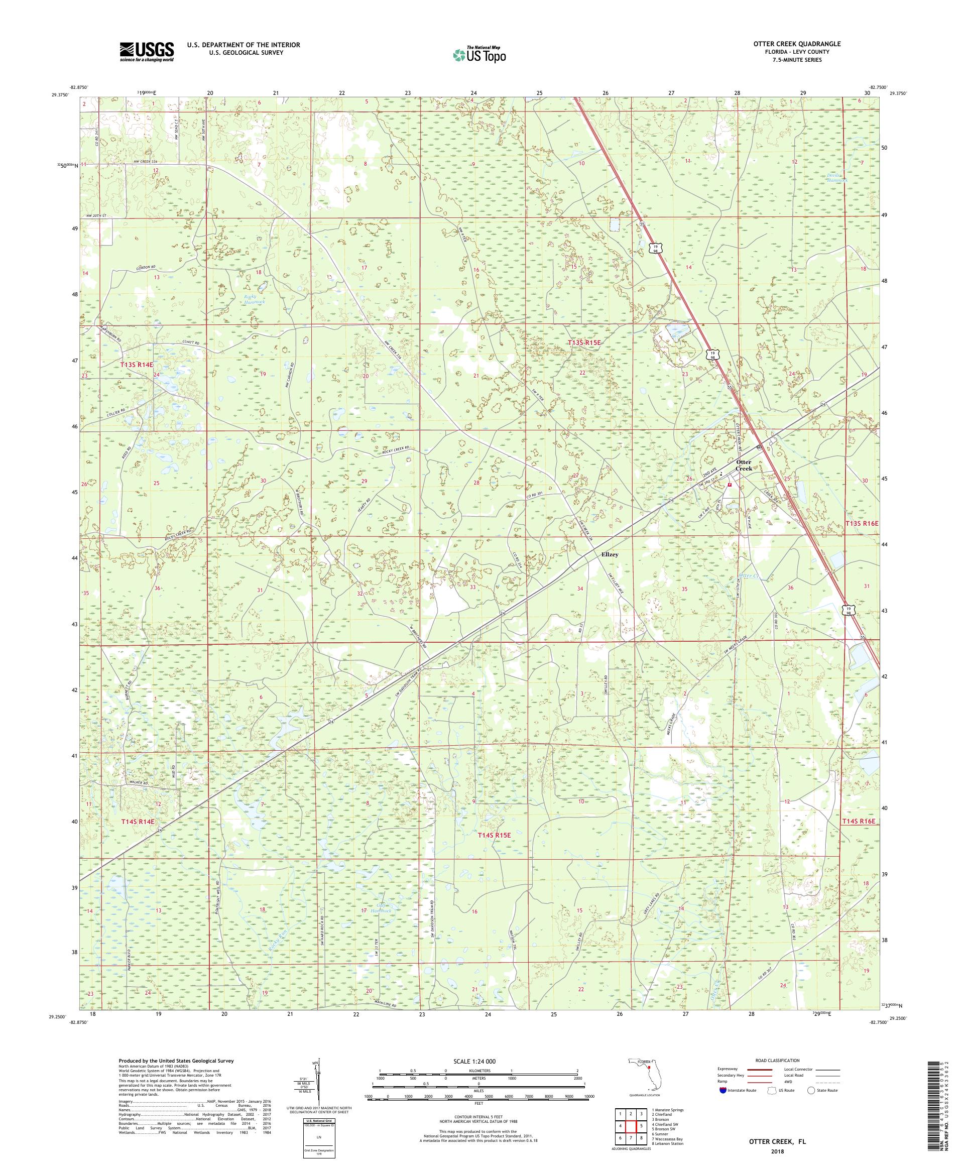 MyTopo Otter Creek, Florida USGS Quad Topo Map