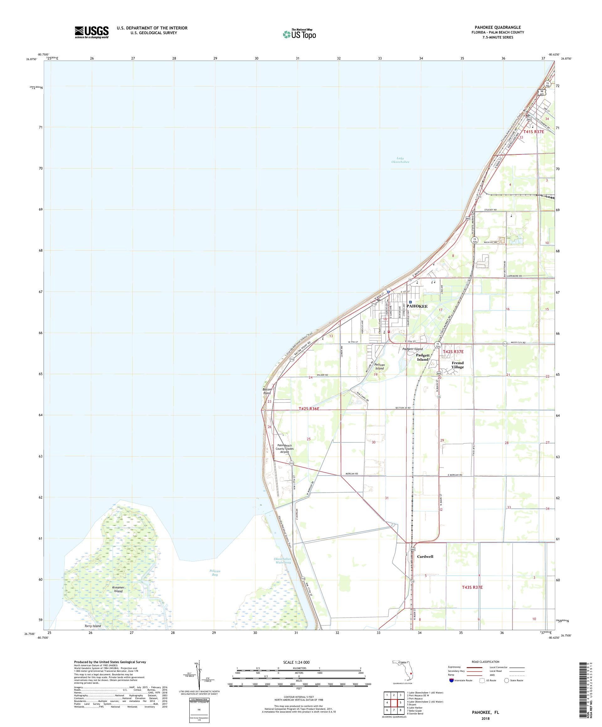 MyTopo Pahokee, Florida USGS Quad Topo Map
