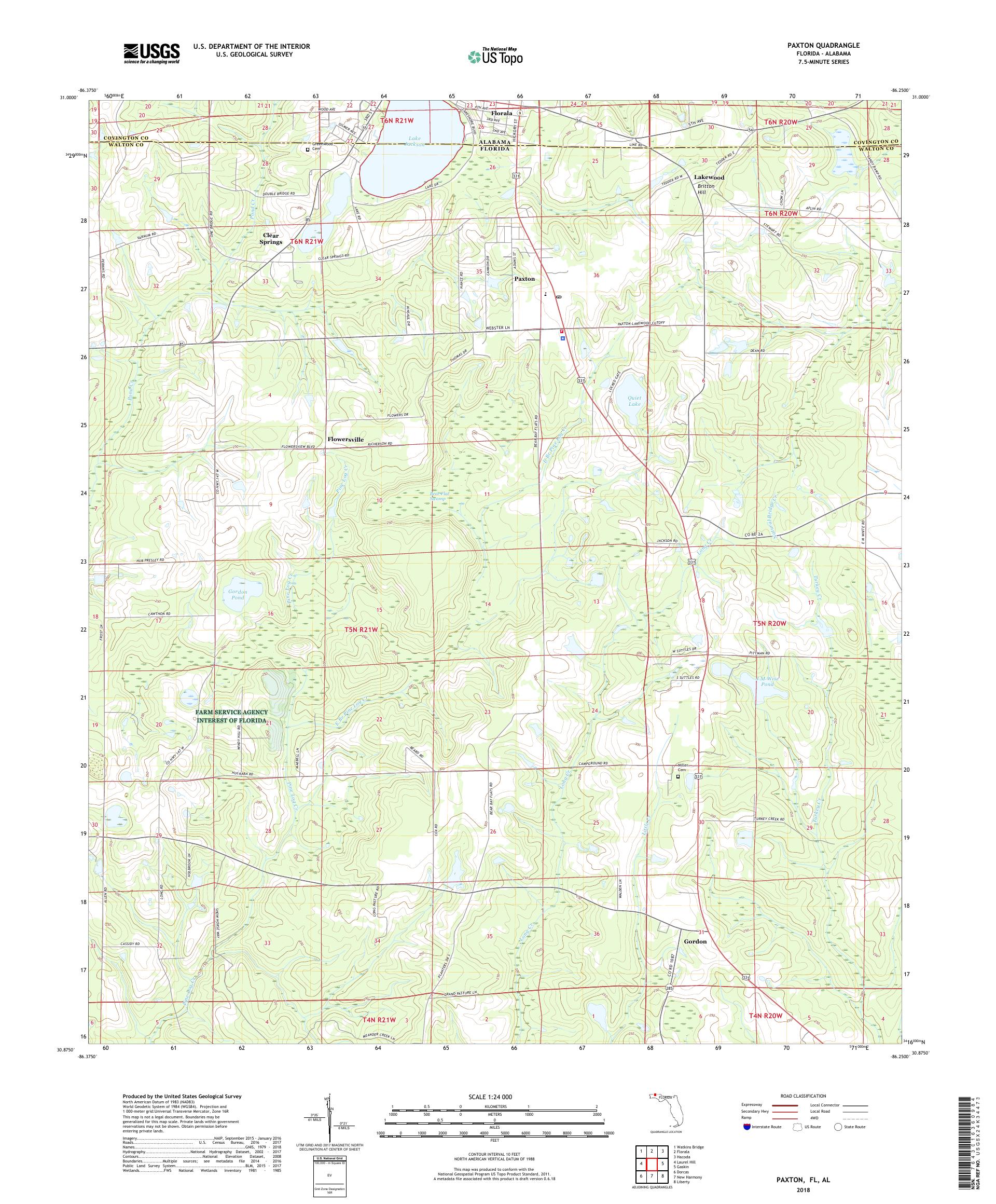MyTopo Paxton, Florida USGS Quad Topo Map