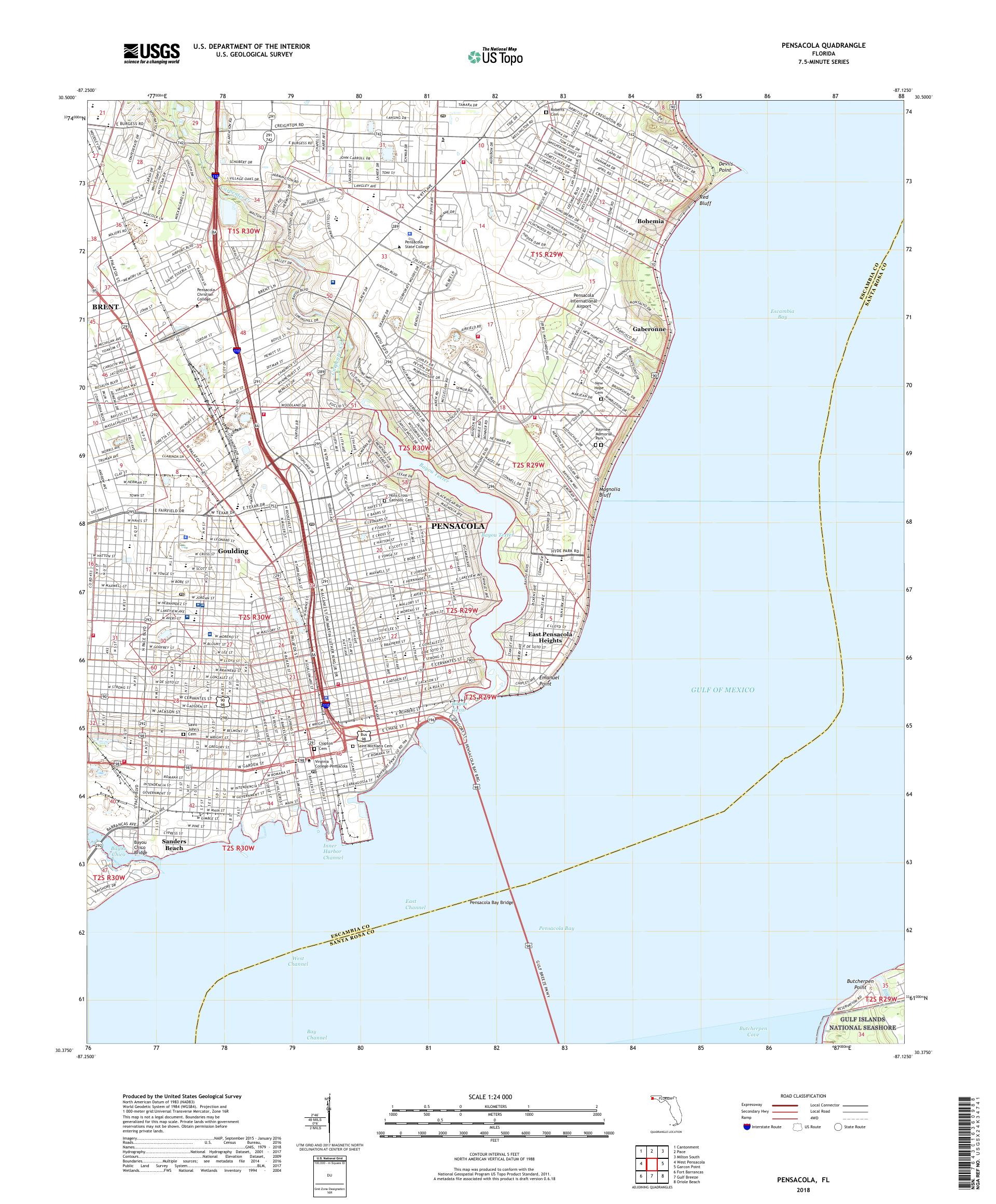 MyTopo Pensacola, Florida USGS Quad Topo Map