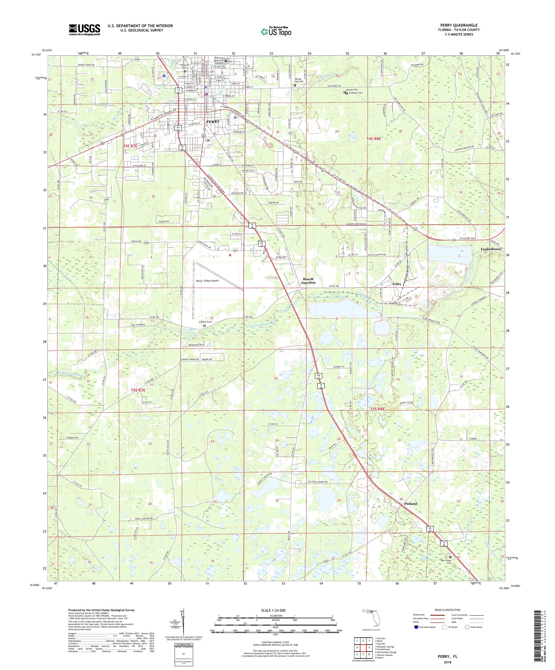 MyTopo Perry, Florida USGS Quad Topo Map