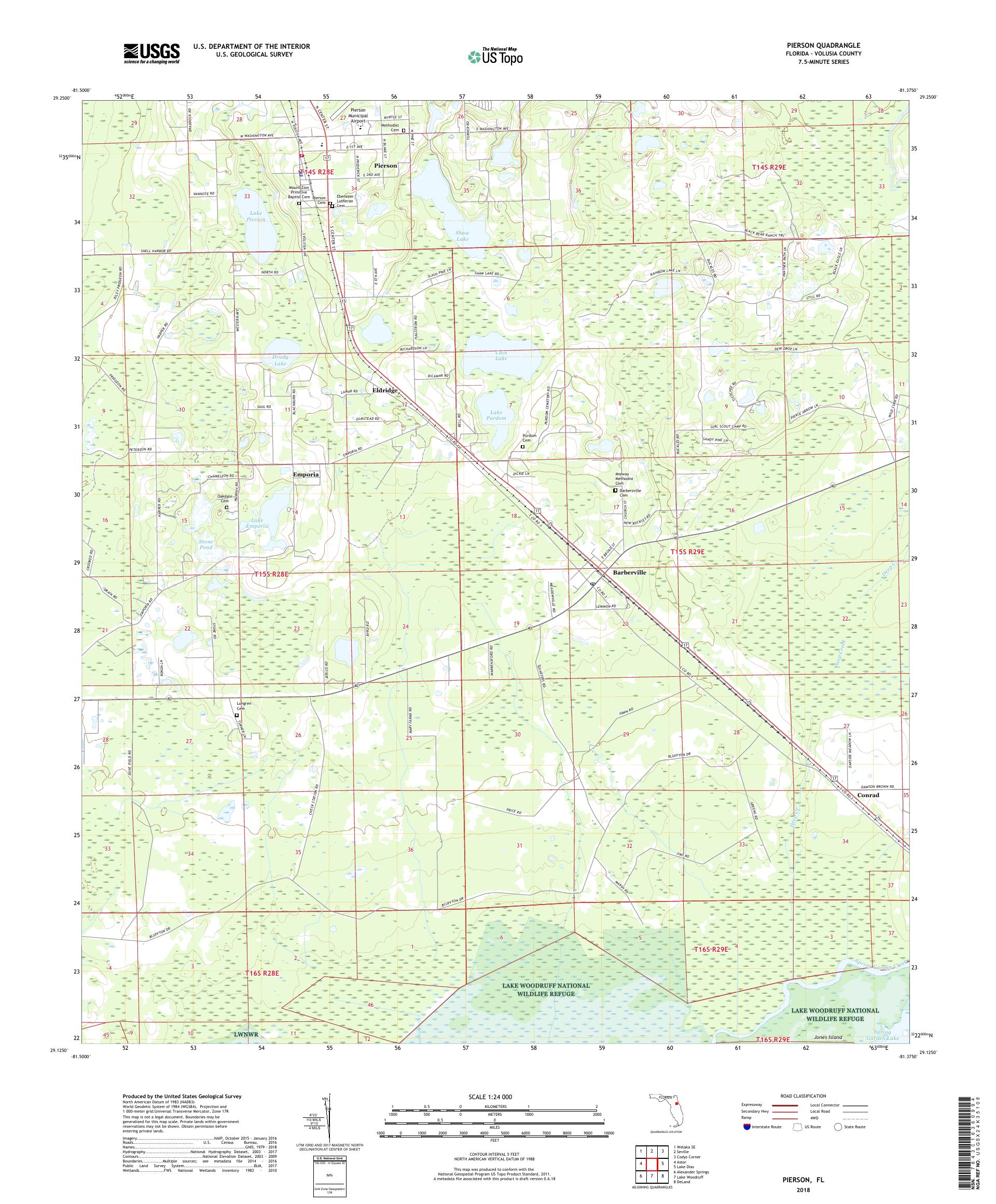 MyTopo Pierson, Florida USGS Quad Topo Map