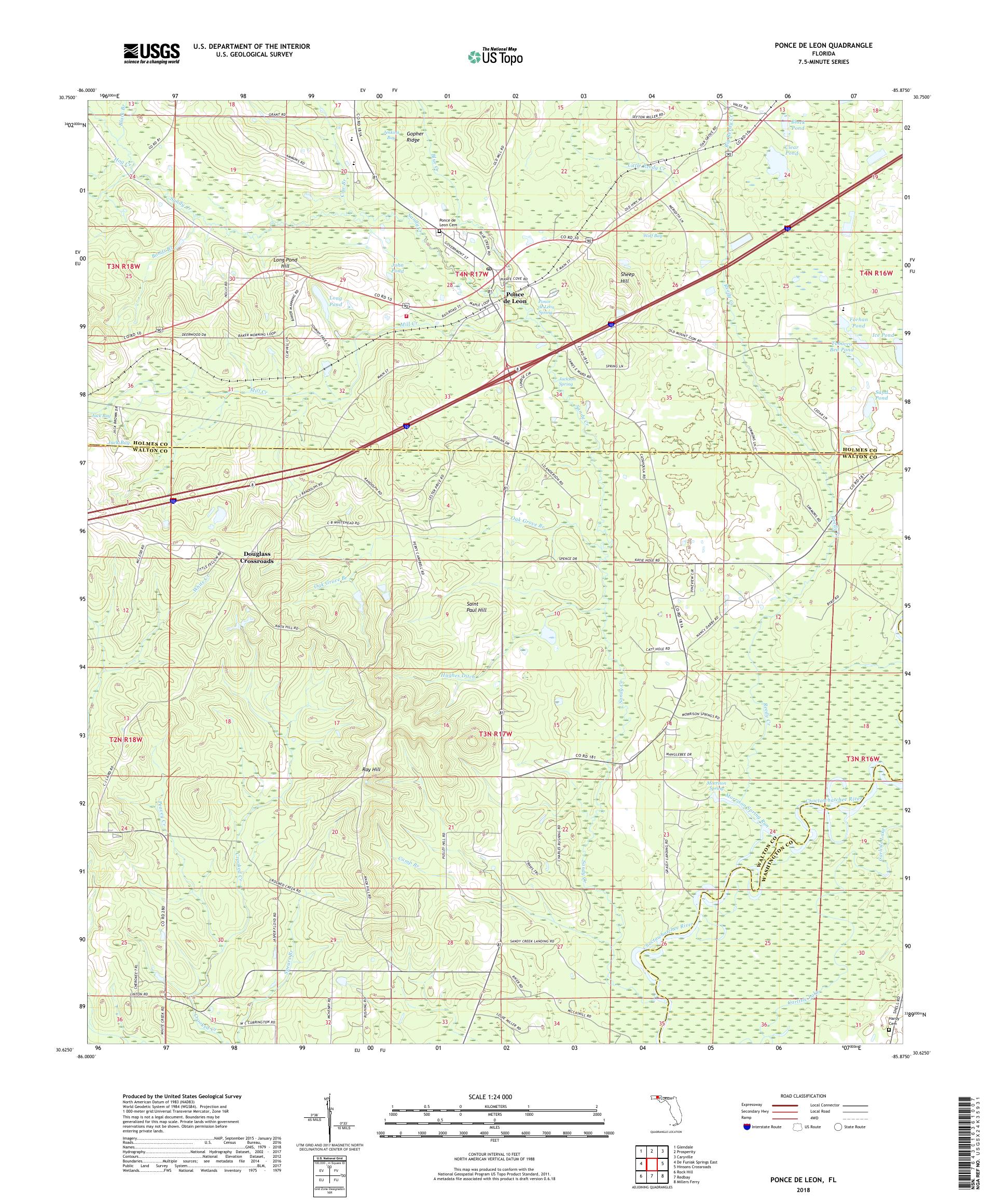 MyTopo Ponce De Leon, Florida USGS Quad Topo Map