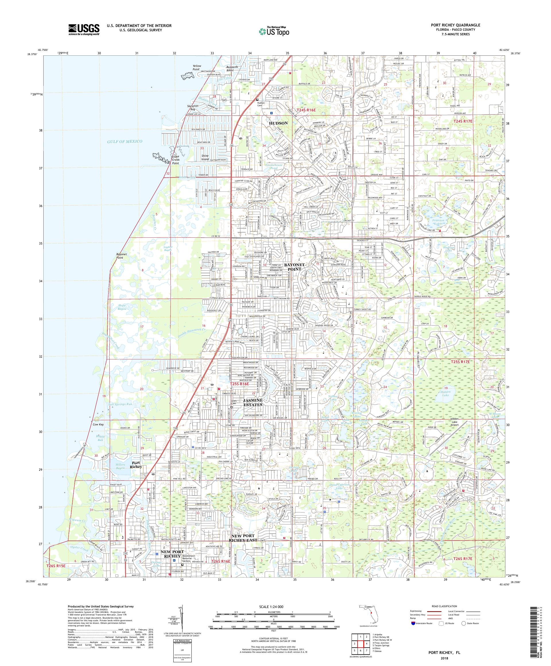MyTopo Port Richey, Florida USGS Quad Topo Map