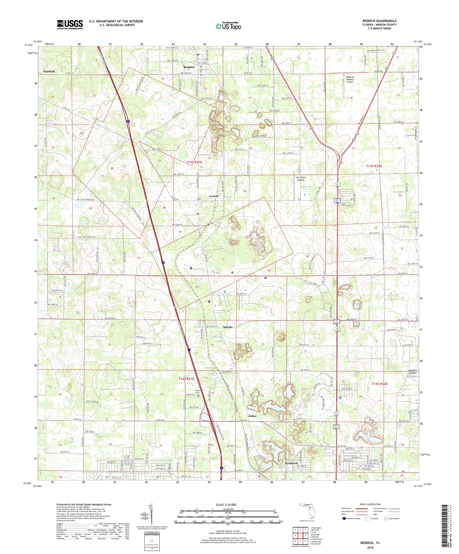 MyTopo Reddick, Florida USGS Quad Topo Map