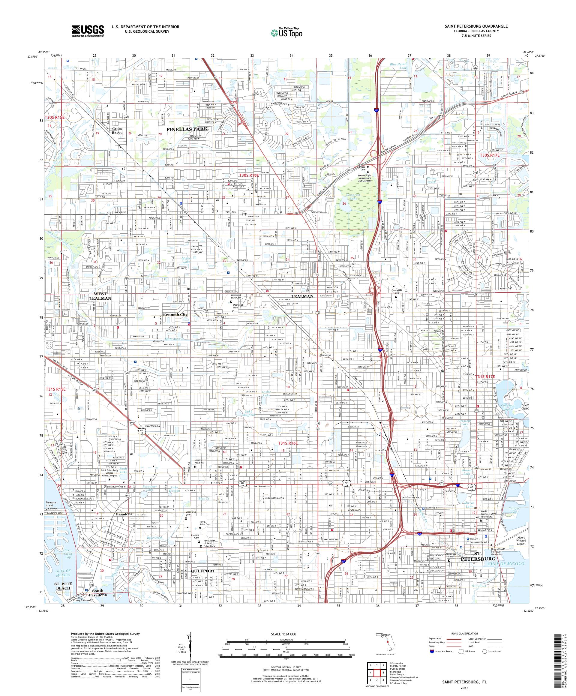 MyTopo Saint Petersburg, Florida USGS Quad Topo Map