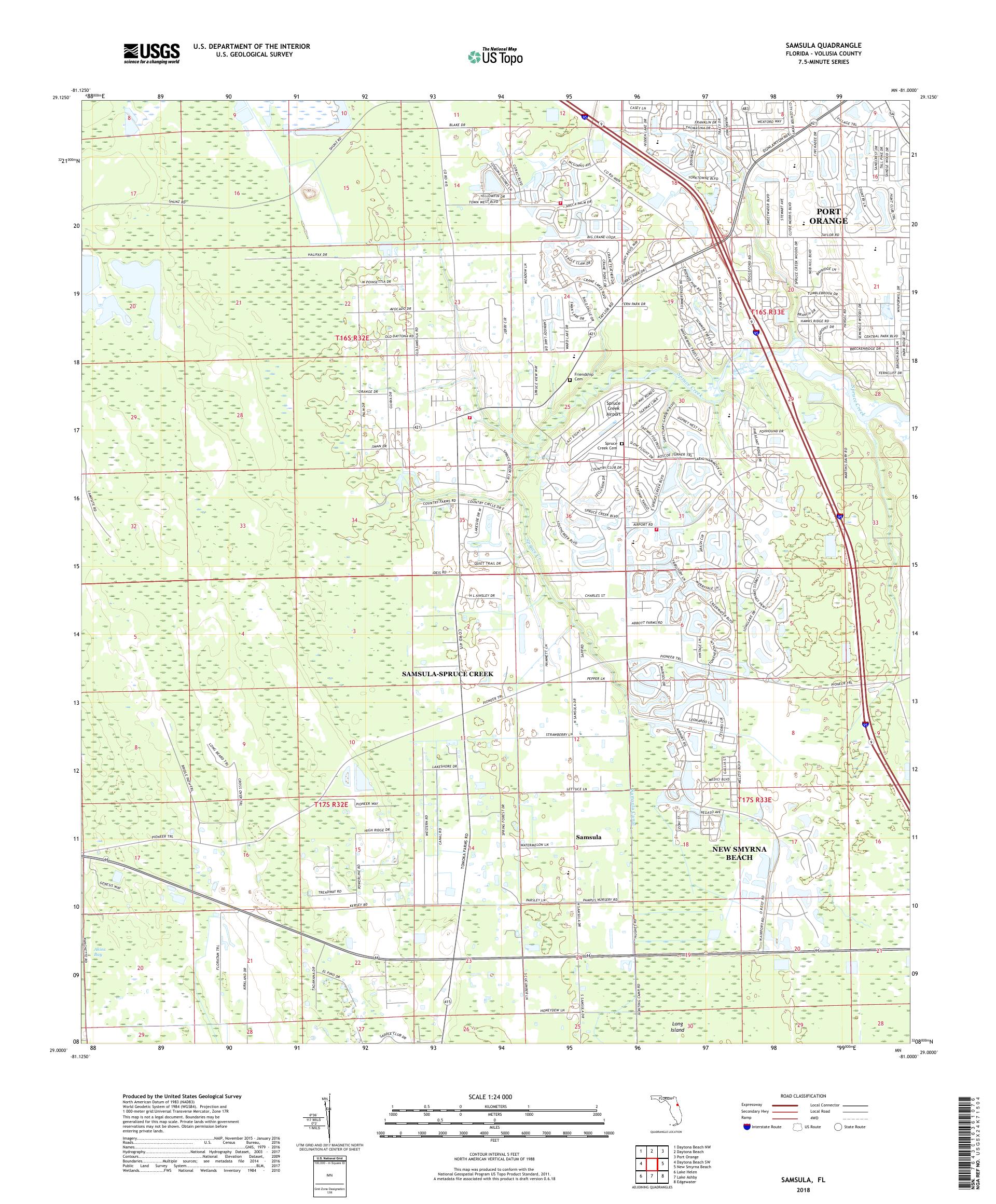 MyTopo Samsula, Florida USGS Quad Topo Map