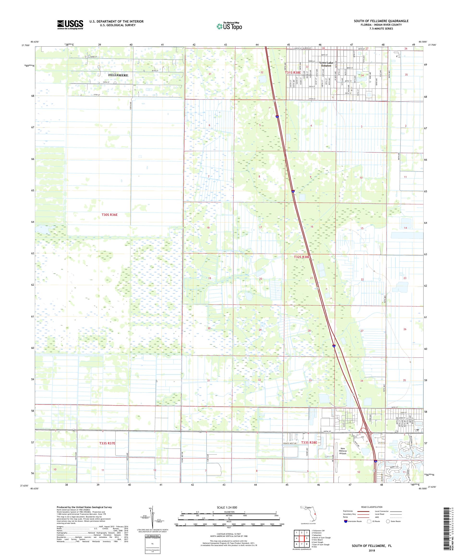 MyTopo South of Fellsmere, Florida USGS Quad Topo Map