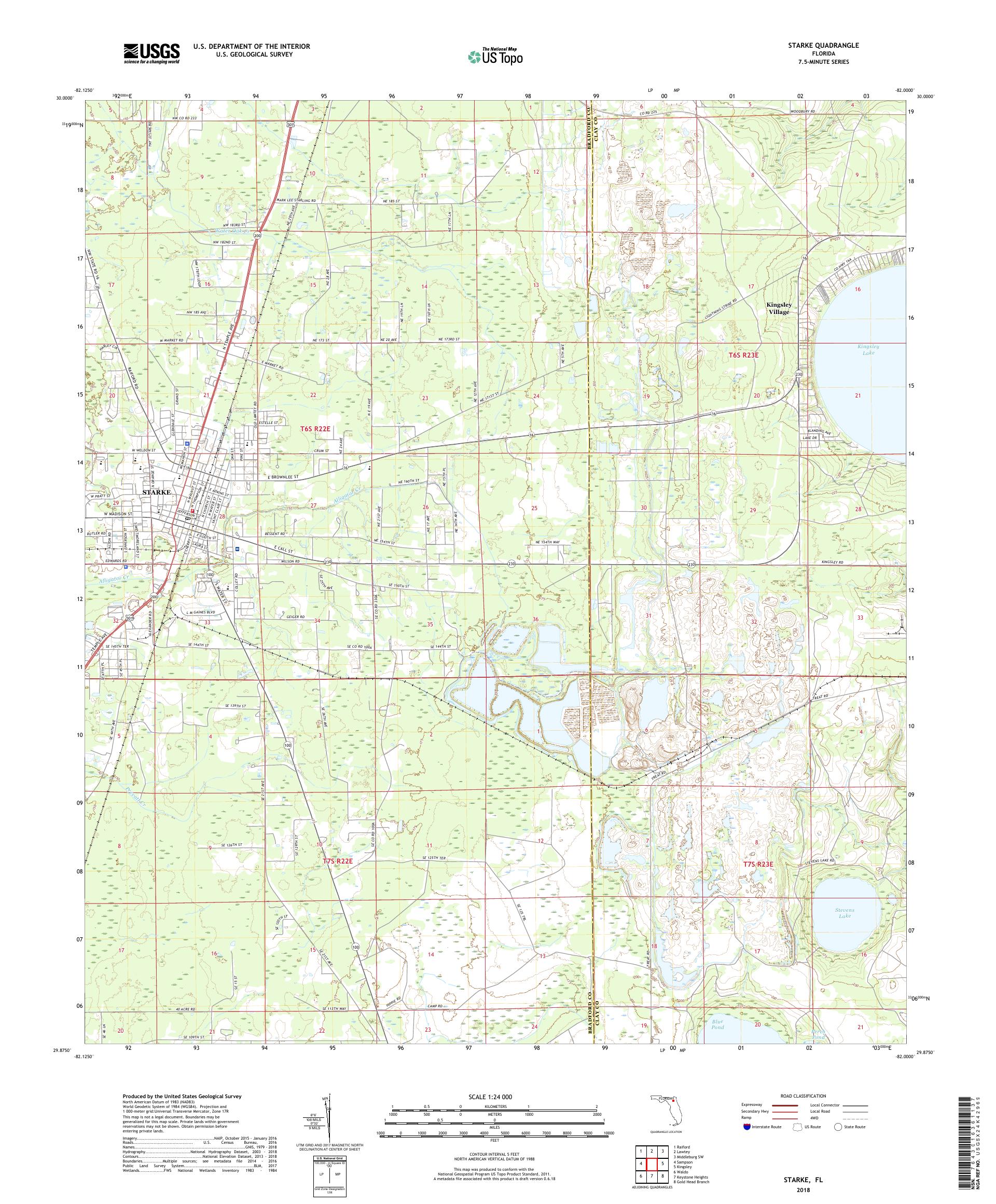 MyTopo Starke, Florida USGS Quad Topo Map