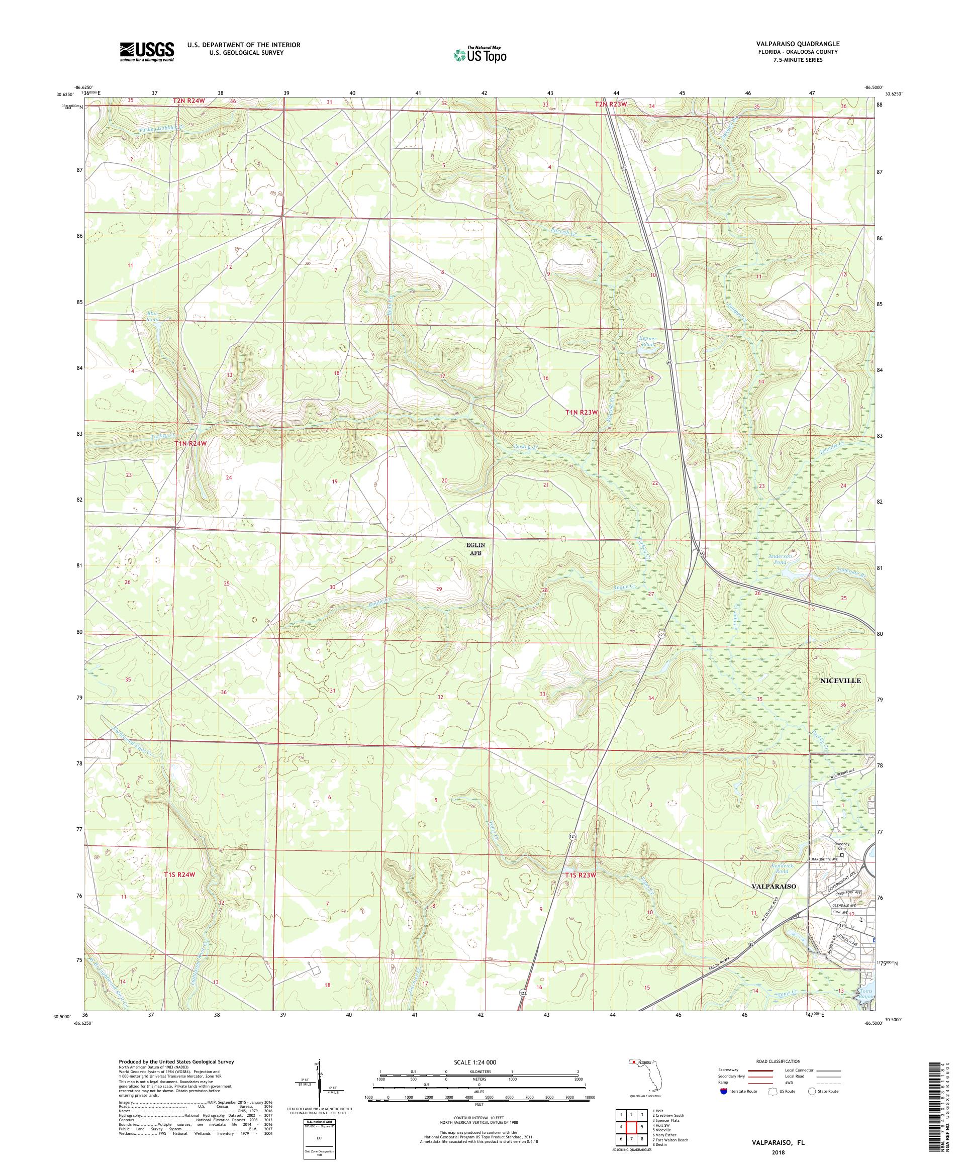 MyTopo Valparaiso, Florida USGS Quad Topo Map