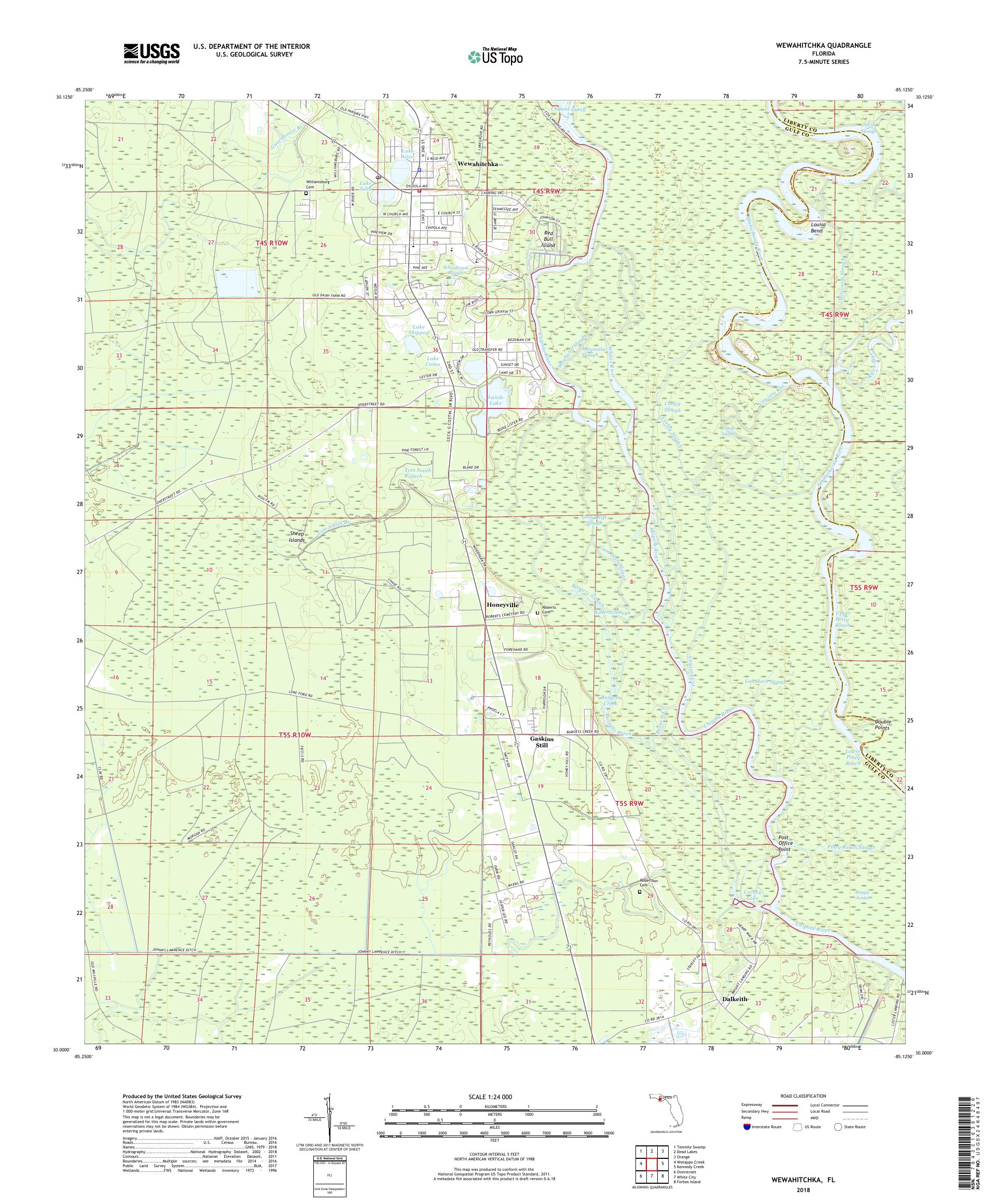 MyTopo Wewahitchka, Florida USGS Quad Topo Map