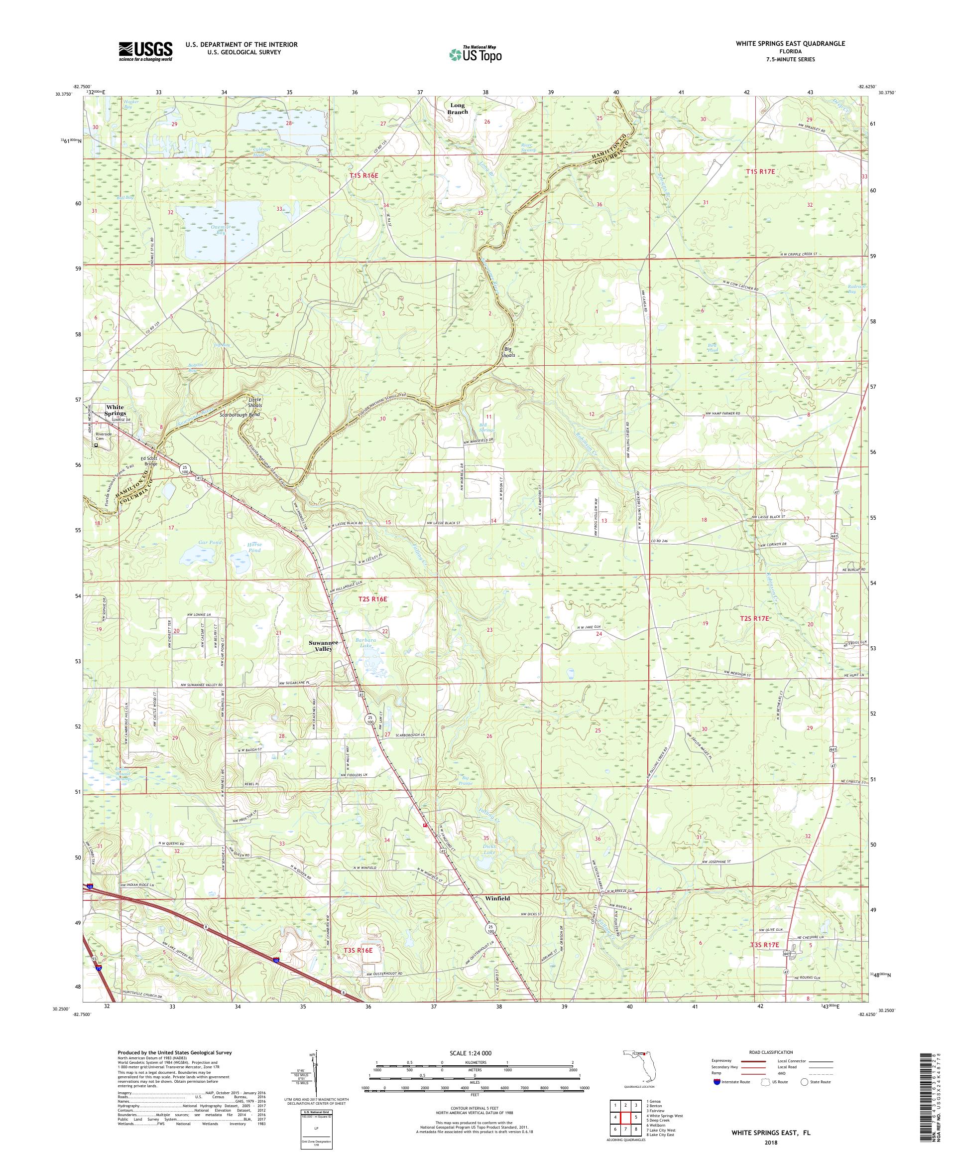 MyTopo White Springs East, Florida USGS Quad Topo Map