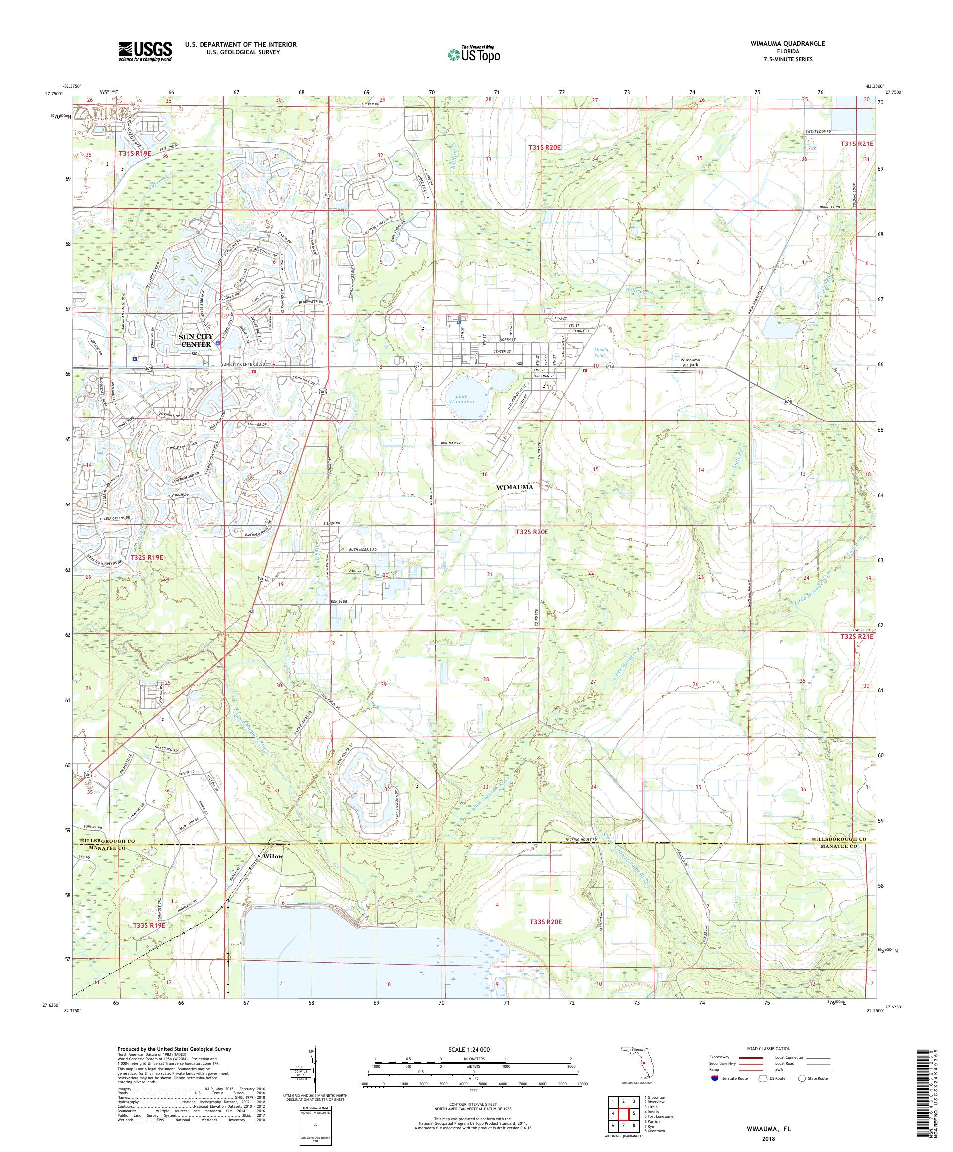 MyTopo Wimauma, Florida USGS Quad Topo Map