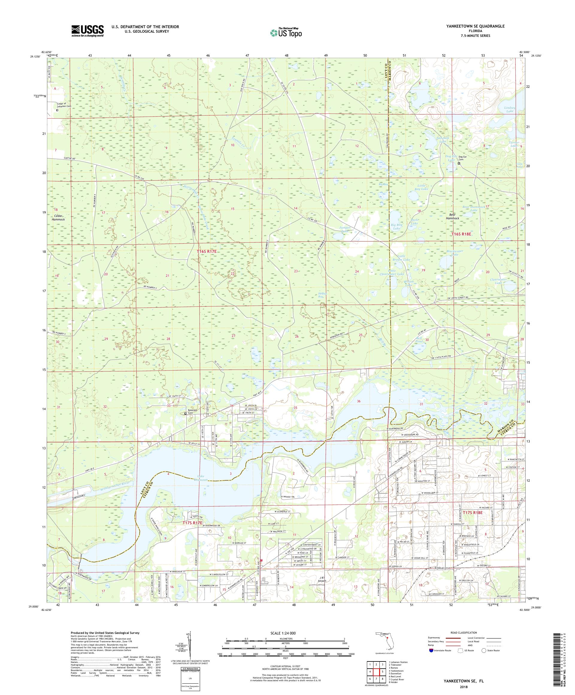 MyTopo Yankeetown SE, Florida USGS Quad Topo Map