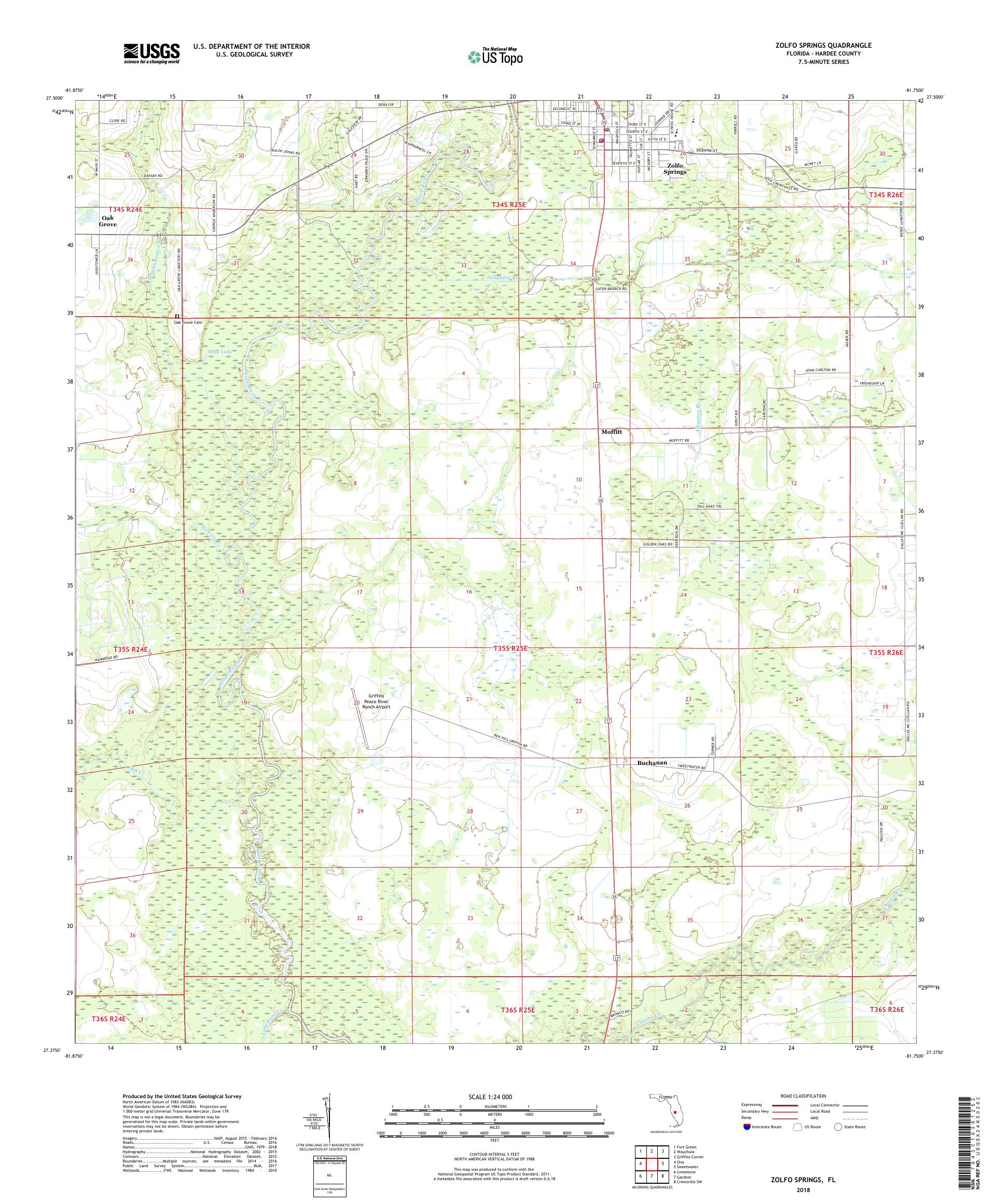 MyTopo Zolfo Springs, Florida USGS Quad Topo Map