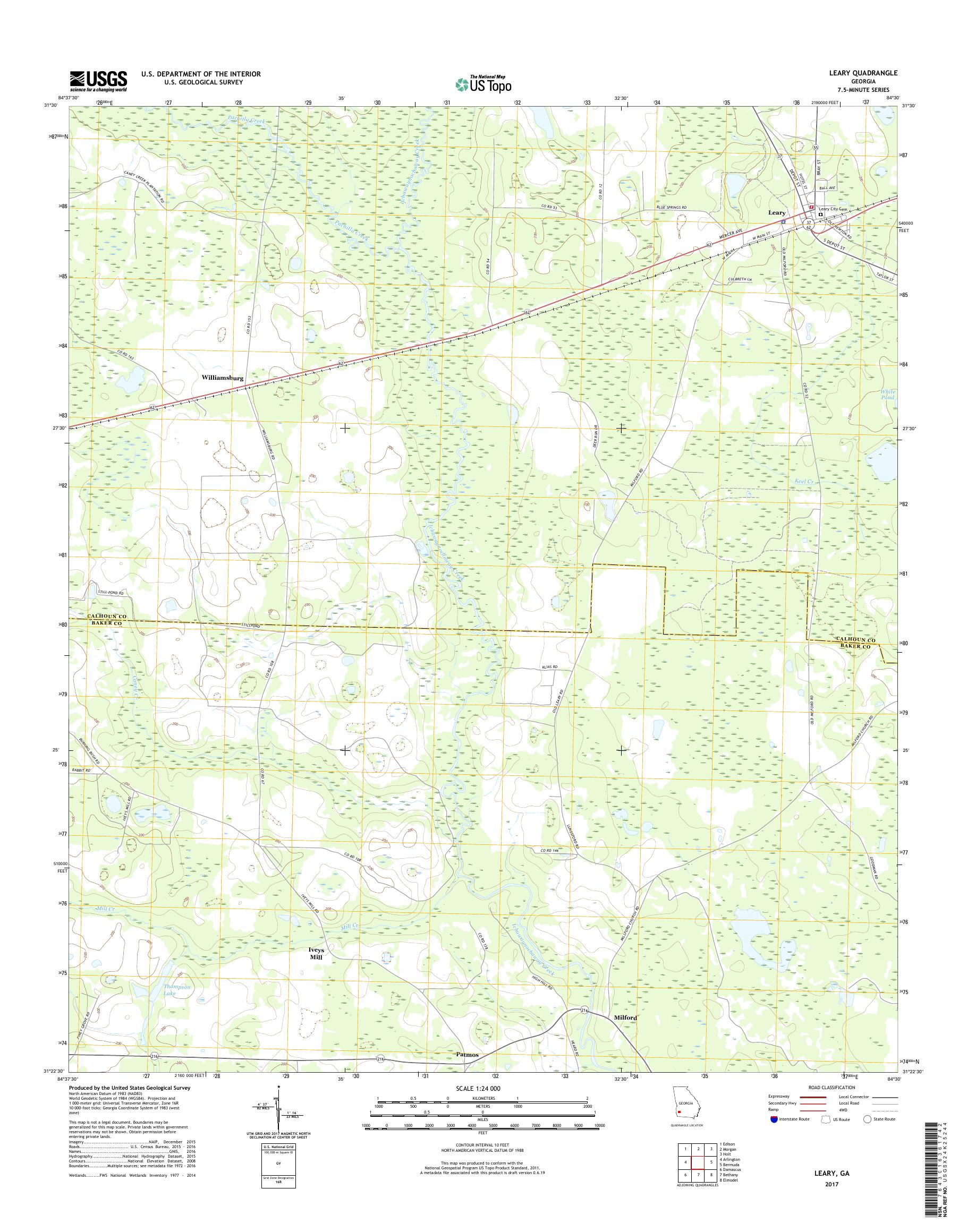 MyTopo Leary, USGS Quad Topo Map