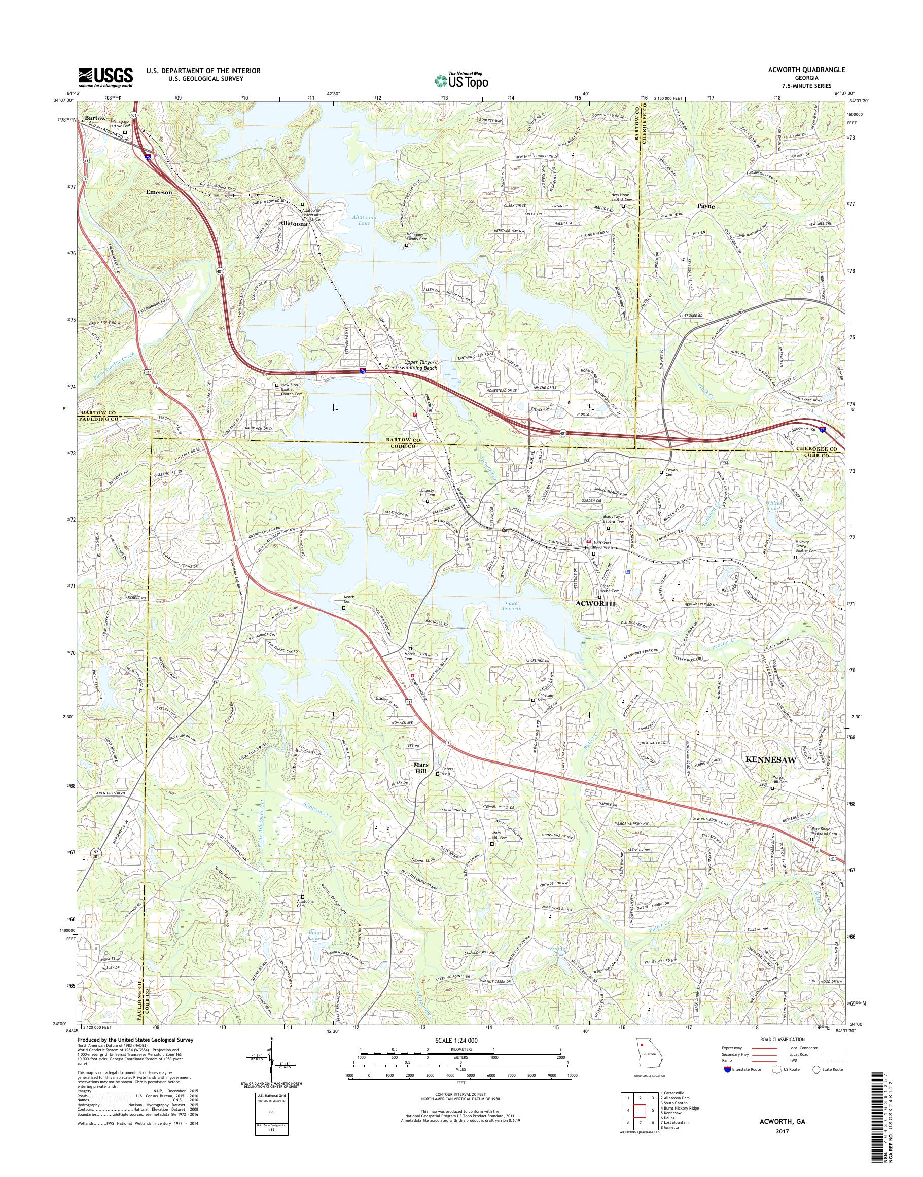 MyTopo Acworth, USGS Quad Topo Map