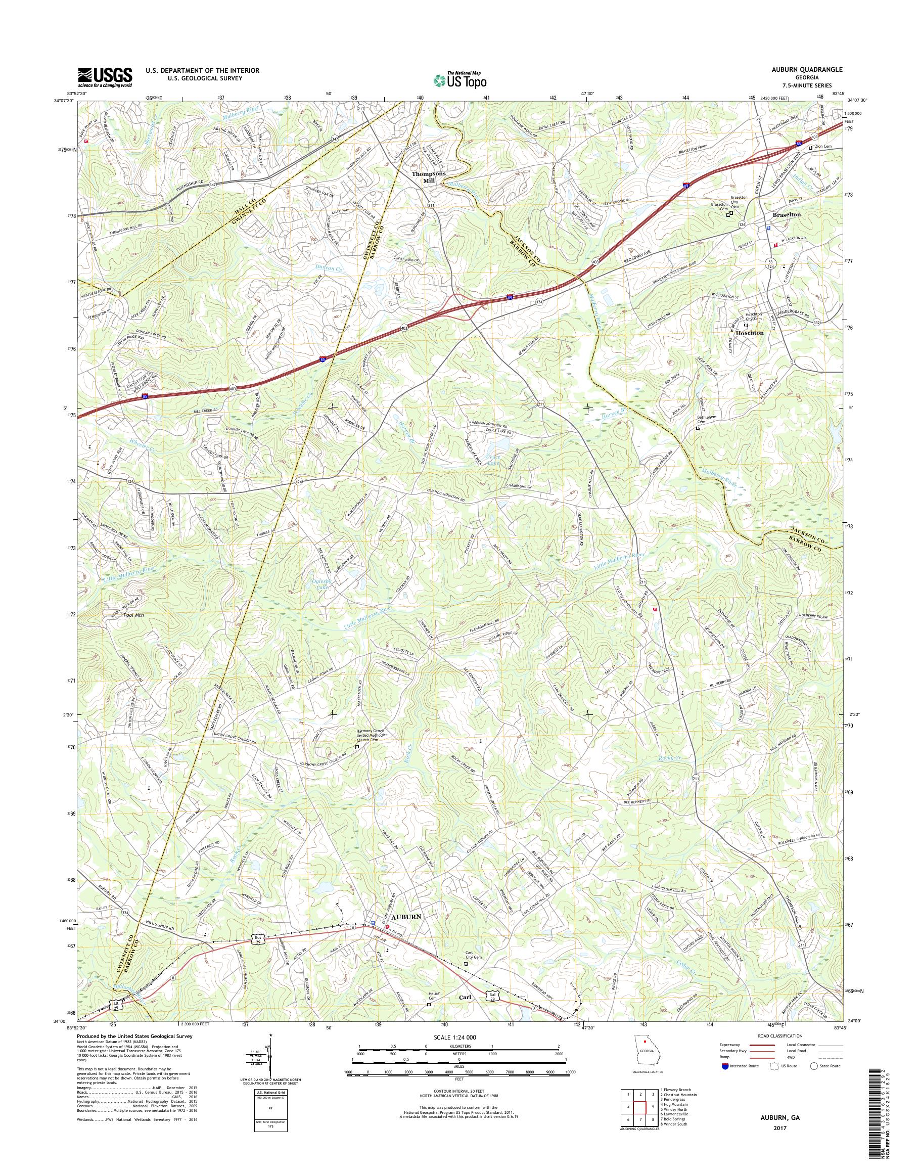 MyTopo Auburn, USGS Quad Topo Map