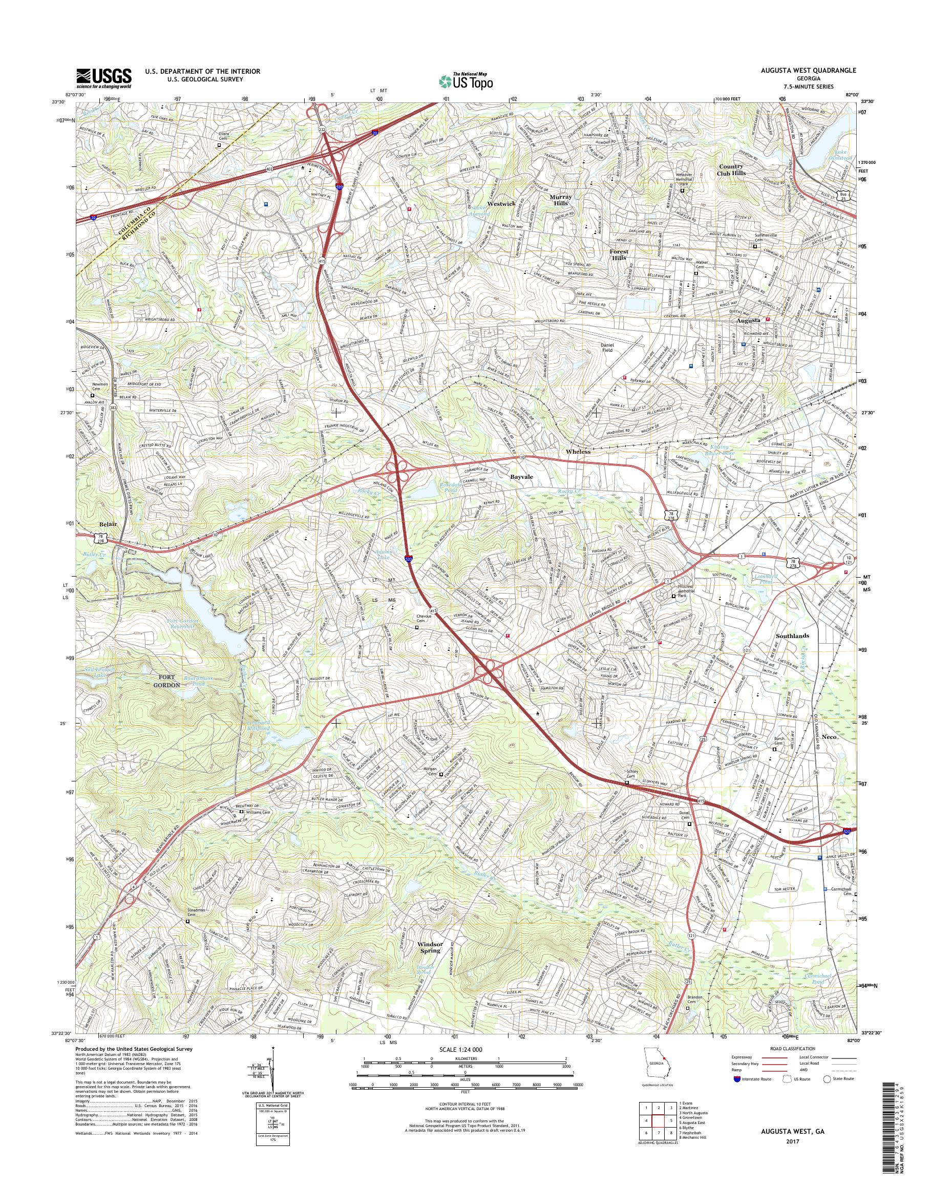 MyTopo Augusta West, USGS Quad Topo Map