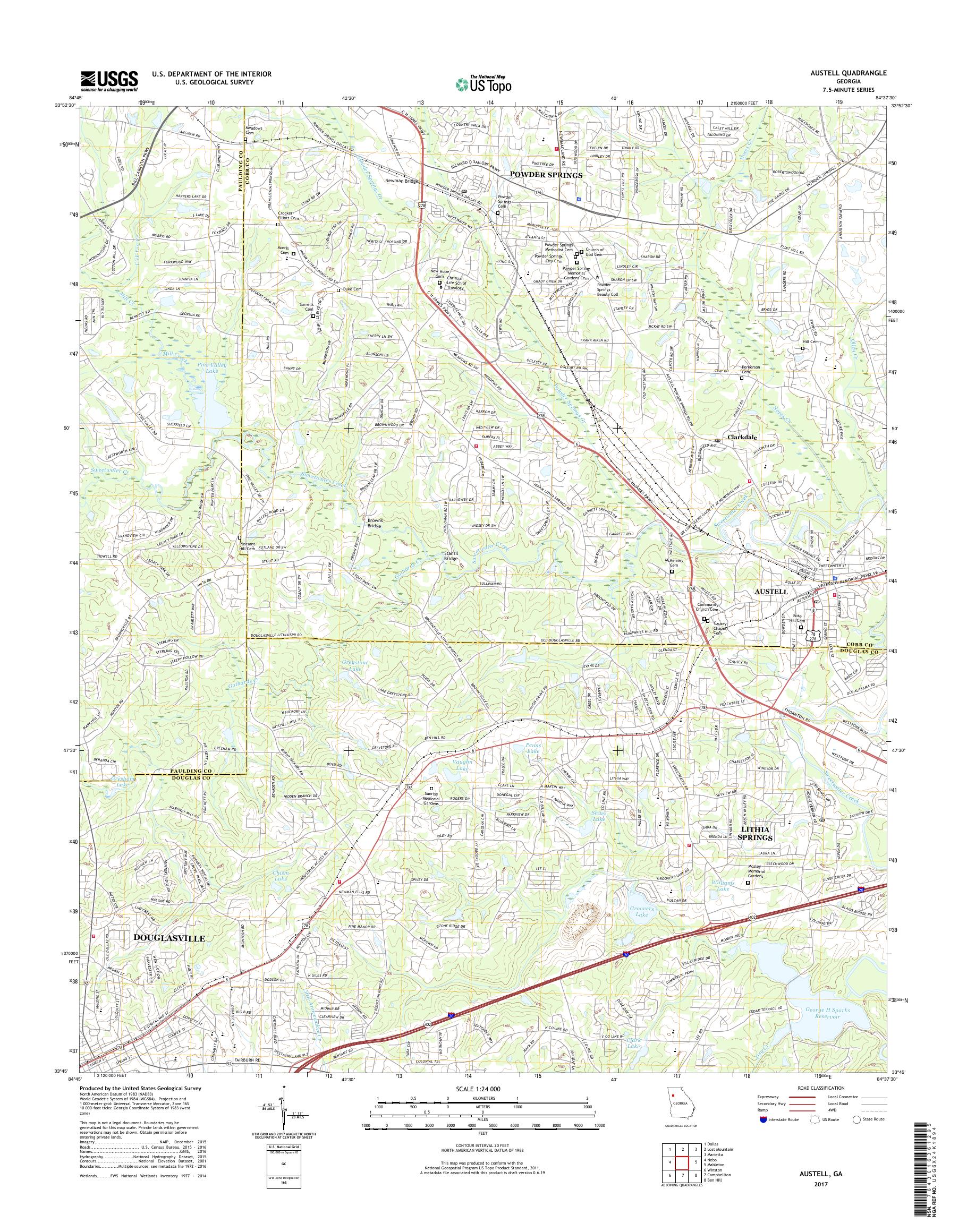 MyTopo Austell, USGS Quad Topo Map