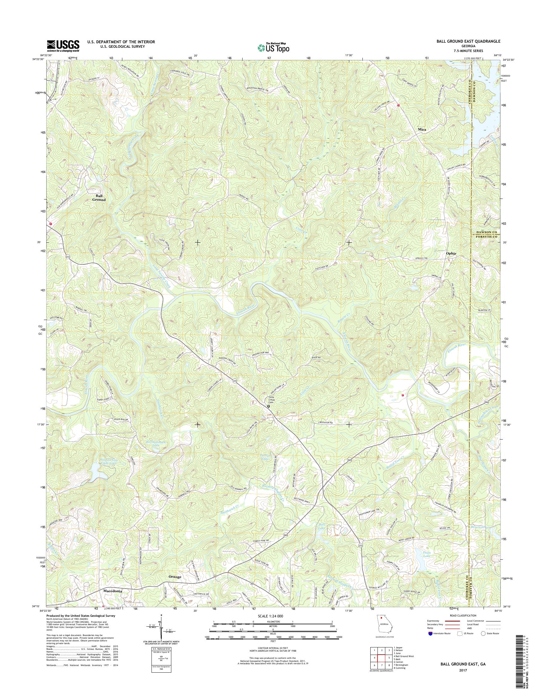 MyTopo Ball Ground East, USGS Quad Topo Map