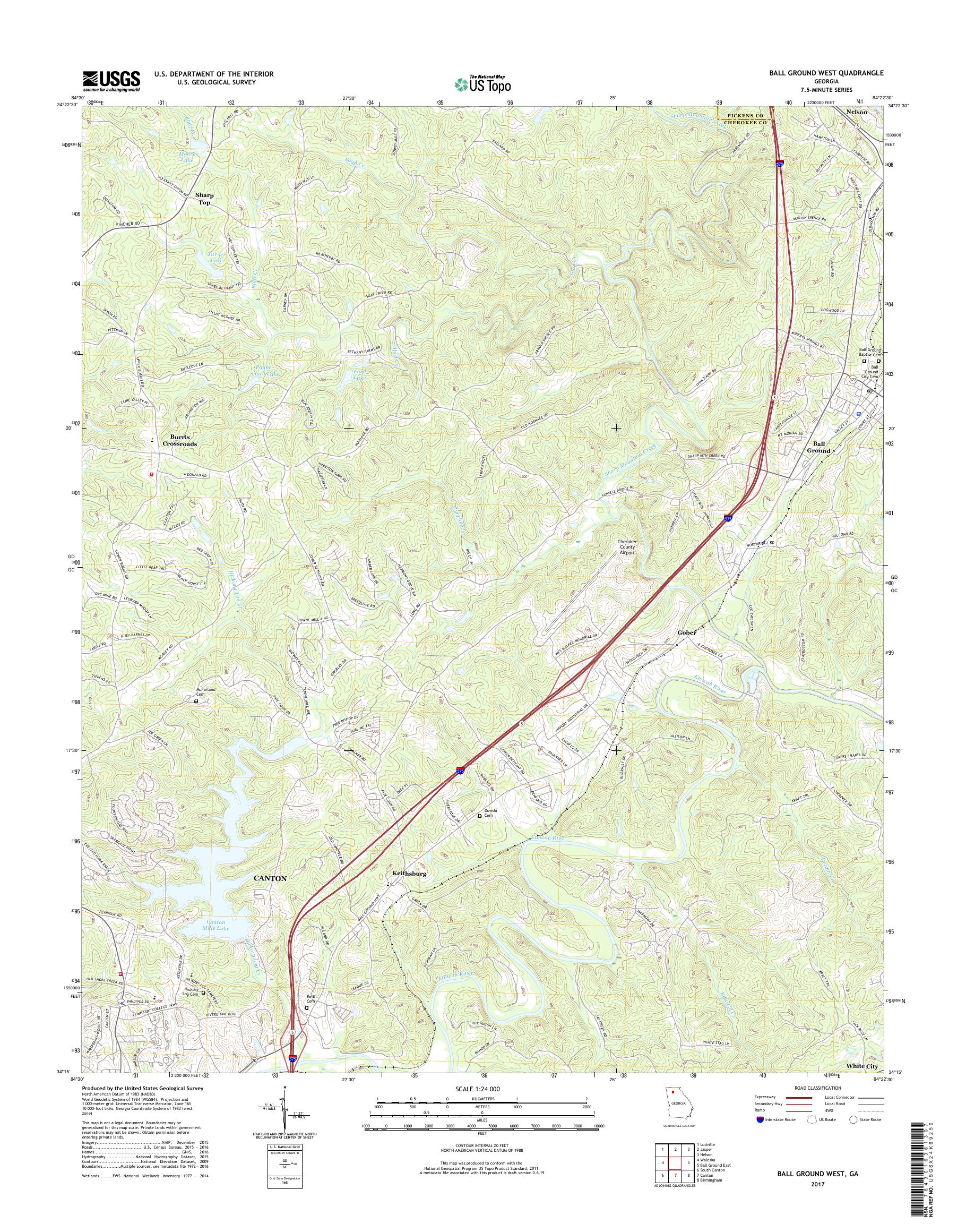 MyTopo Ball Ground West, USGS Quad Topo Map