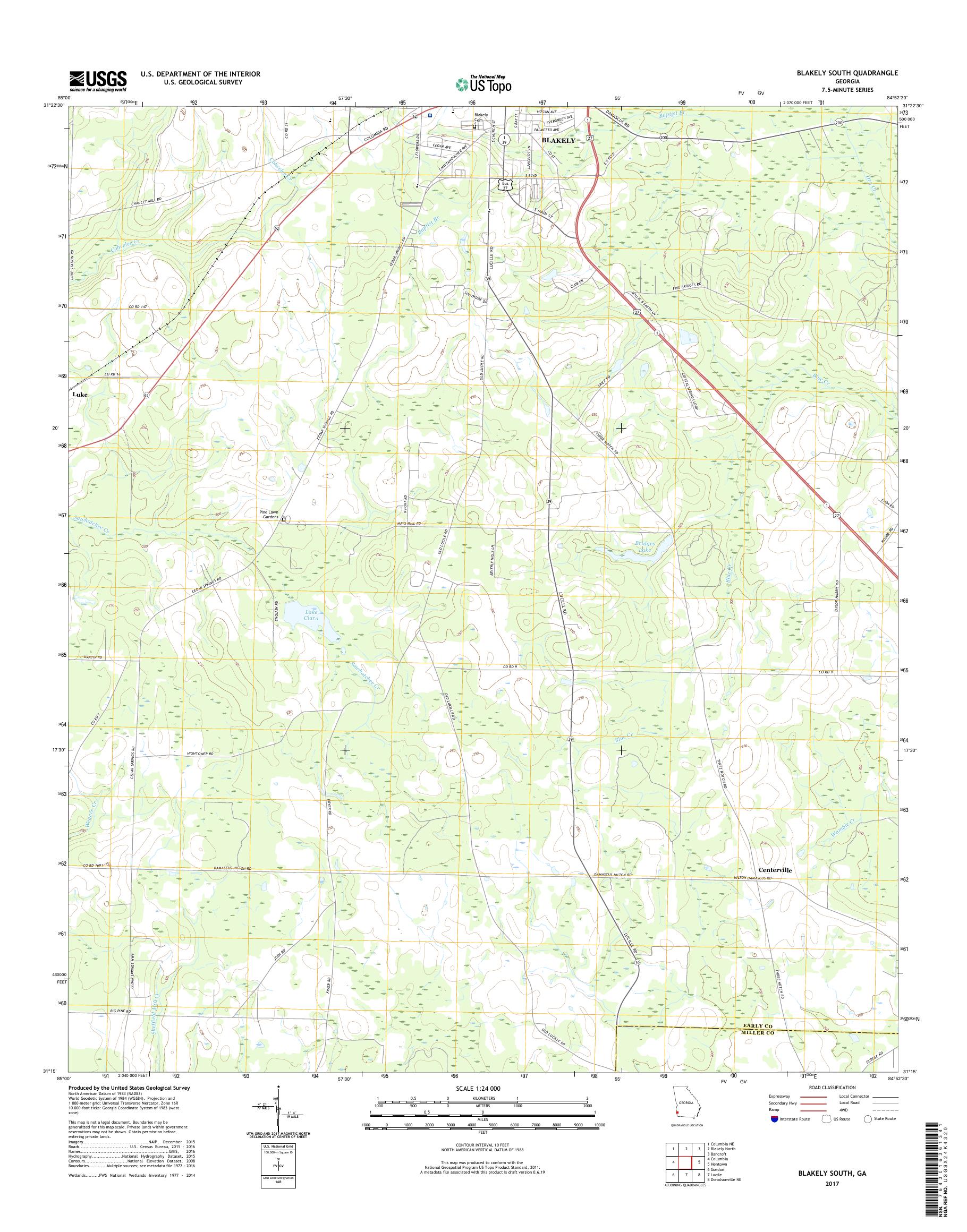 MyTopo Blakely South, USGS Quad Topo Map