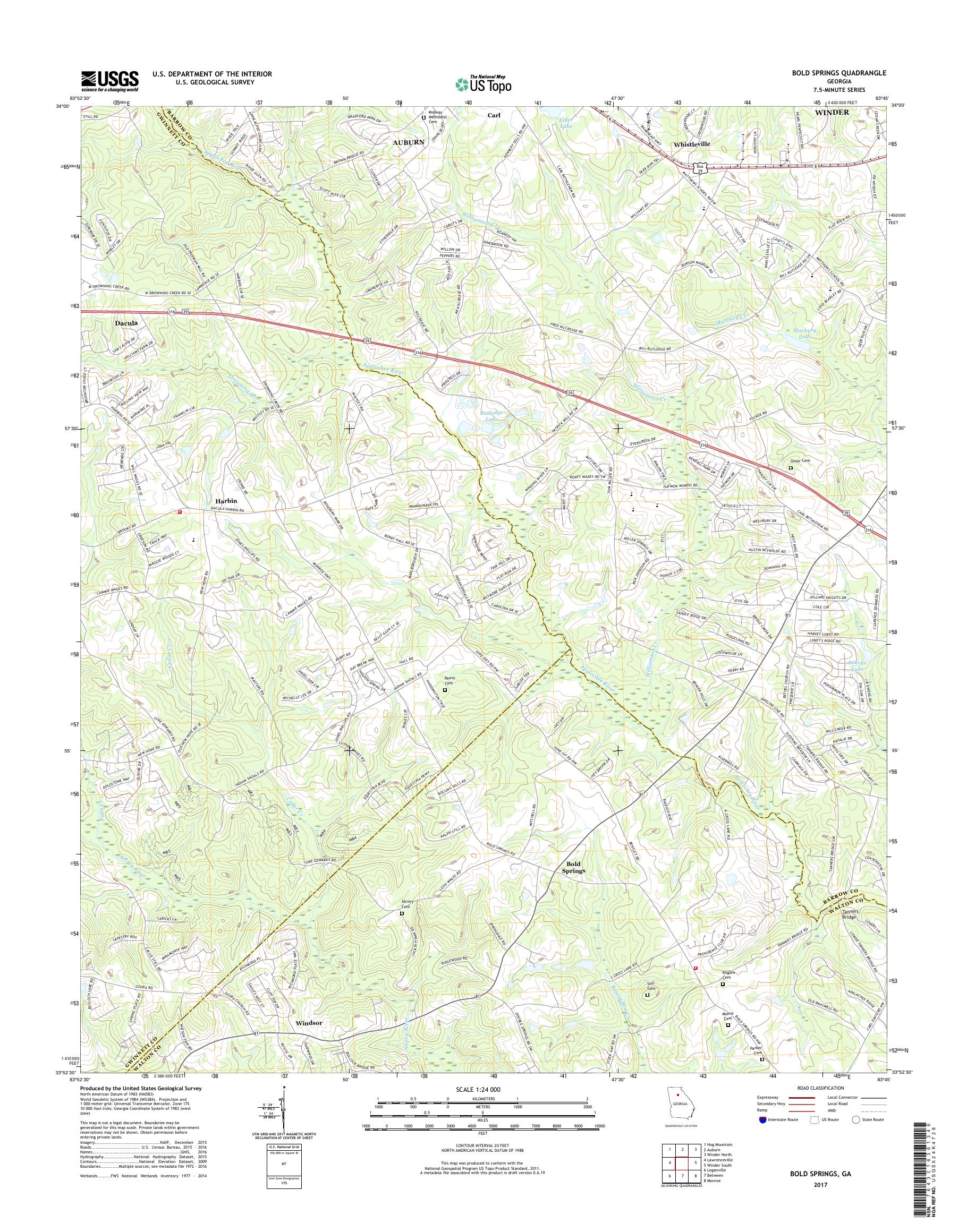 MyTopo Bold Springs, USGS Quad Topo Map