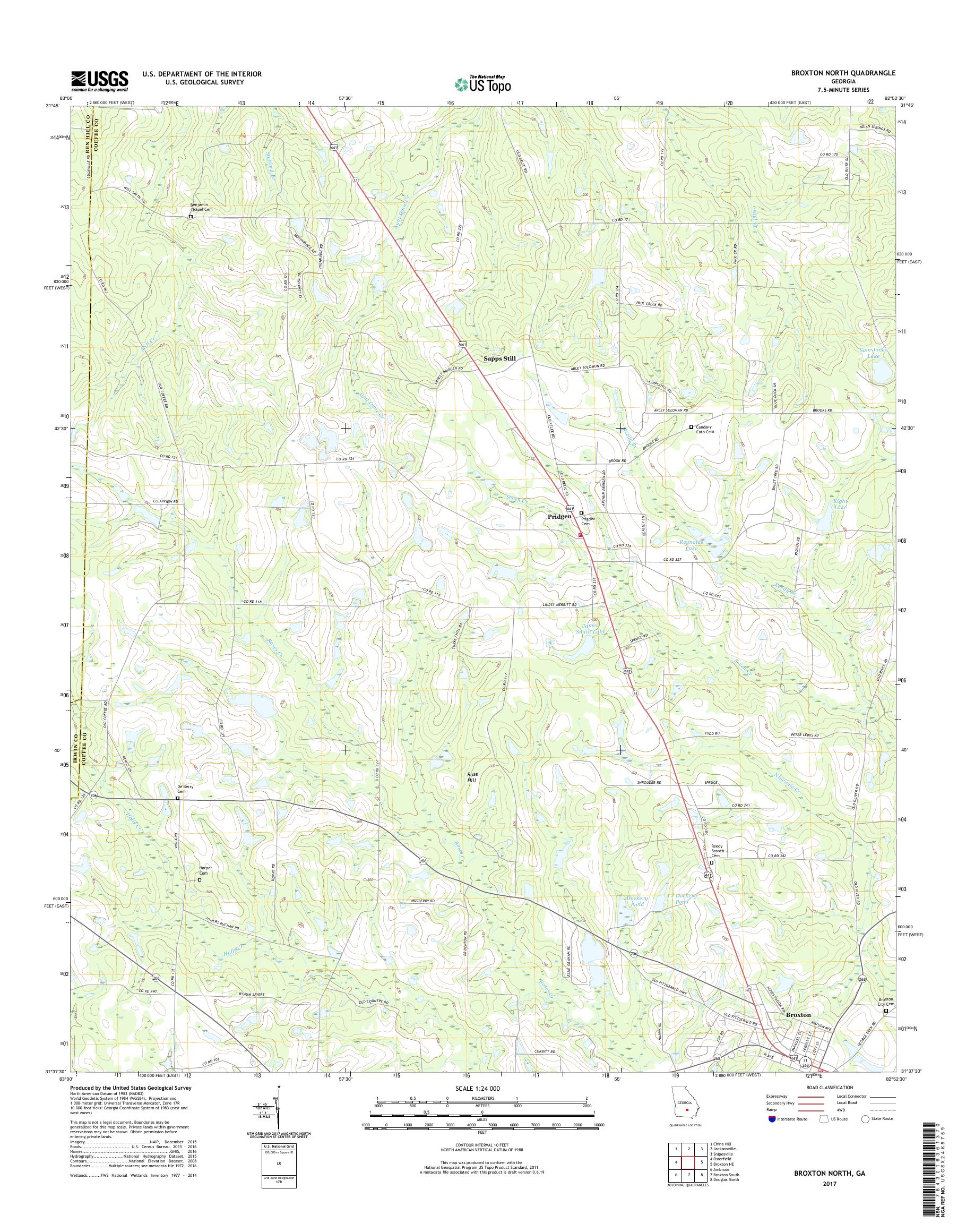 MyTopo Broxton North, USGS Quad Topo Map