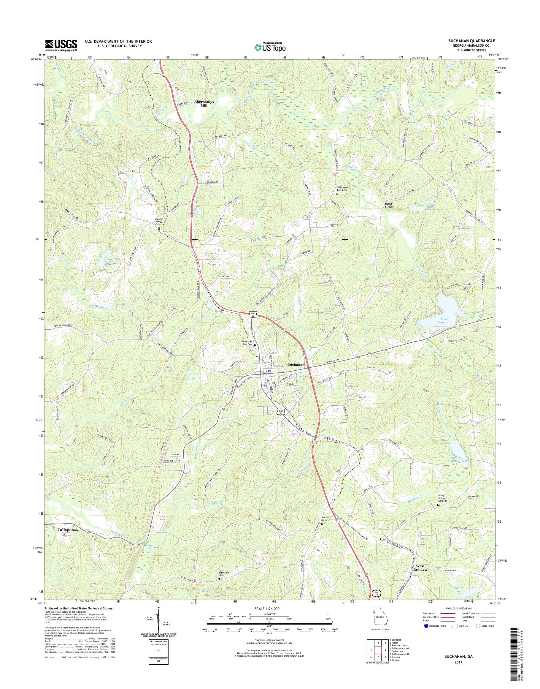 MyTopo Buchanan, USGS Quad Topo Map