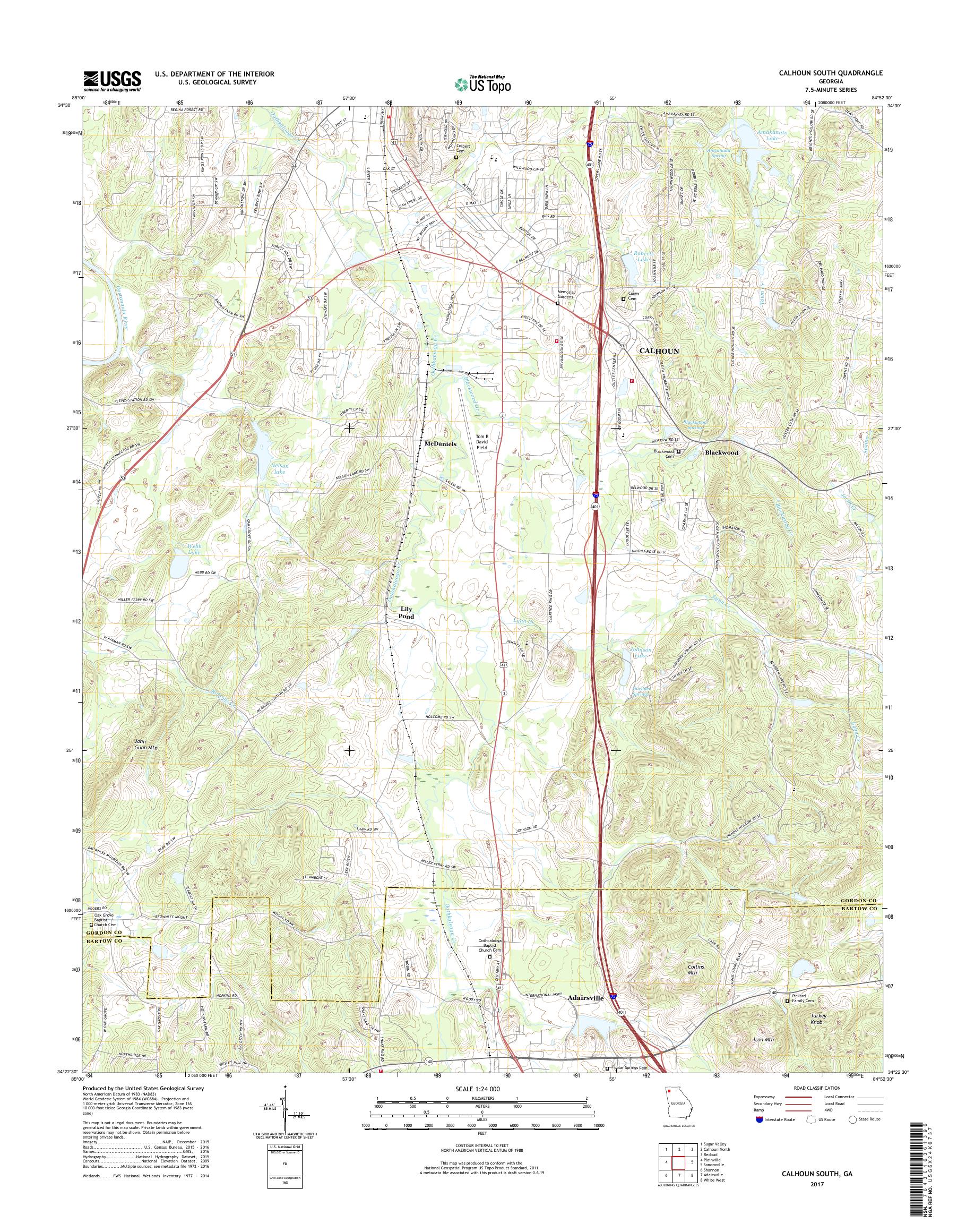 MyTopo Calhoun South, USGS Quad Topo Map