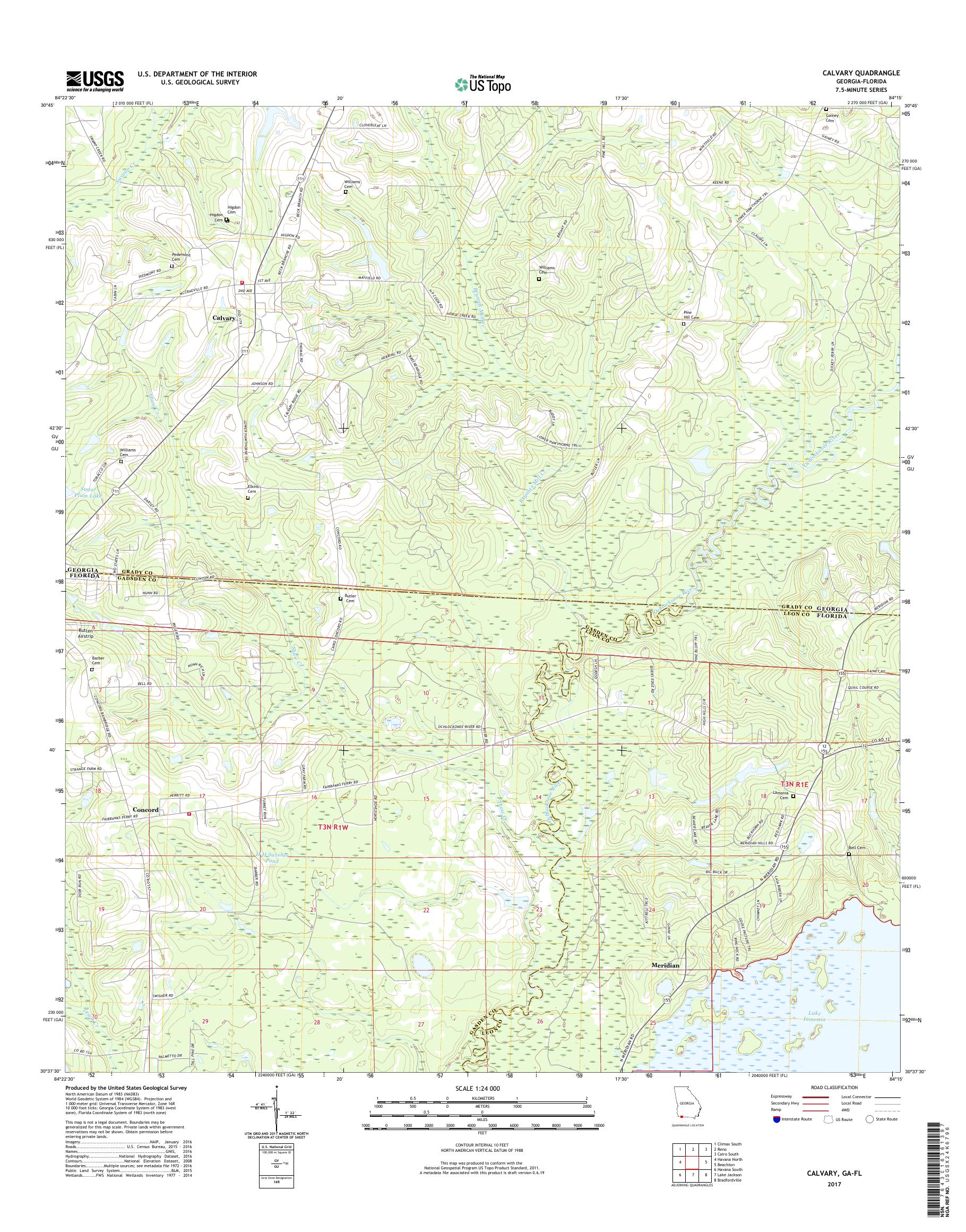 MyTopo Calvary, USGS Quad Topo Map