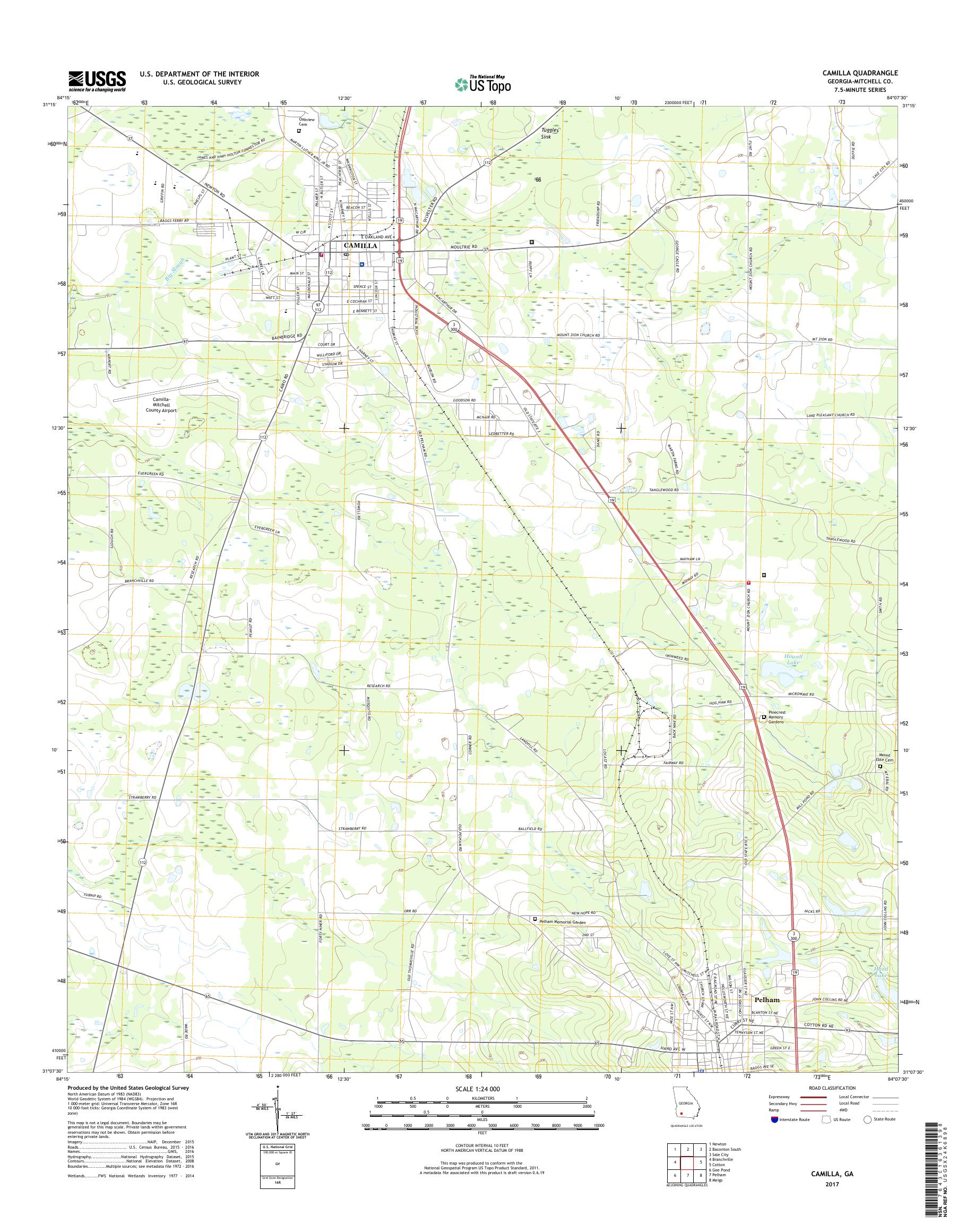 MyTopo Camilla, USGS Quad Topo Map