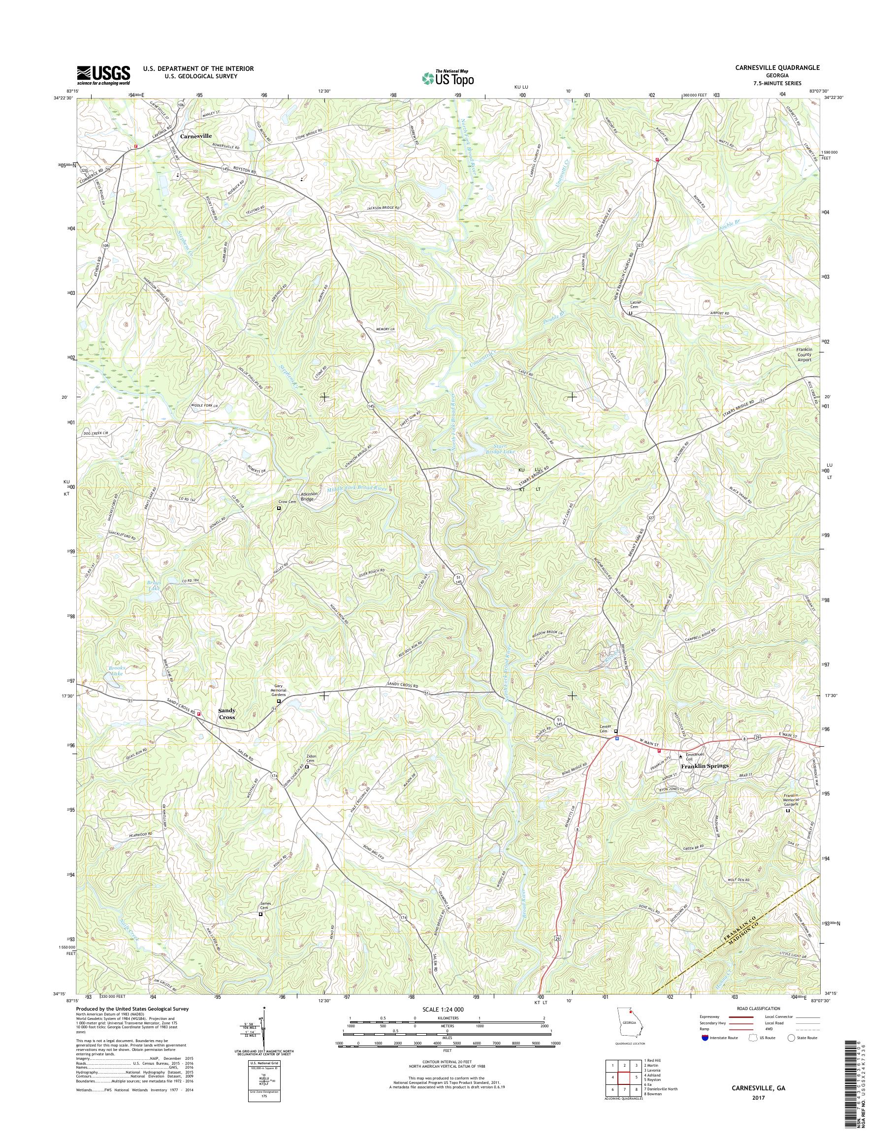 MyTopo Carnesville, USGS Quad Topo Map