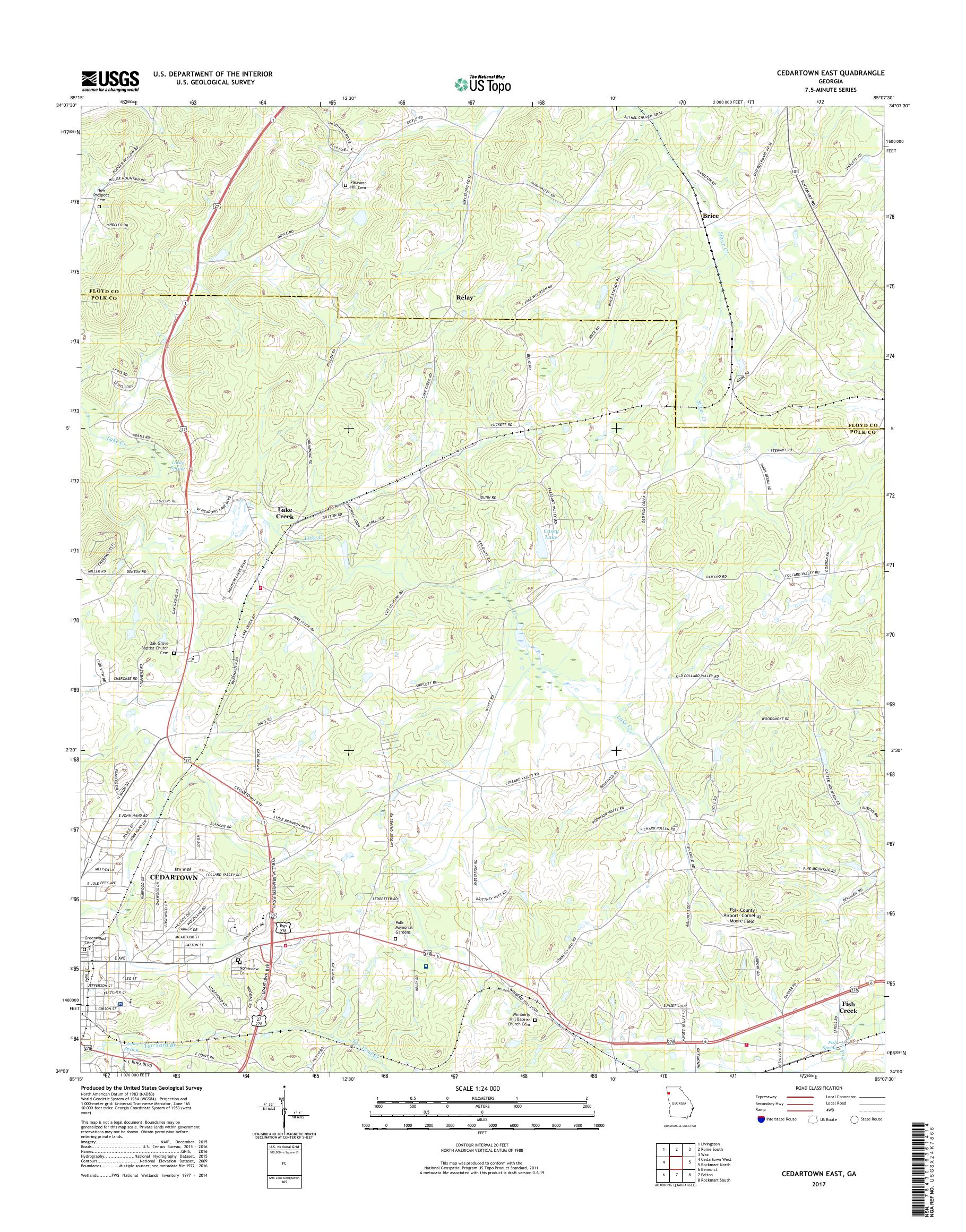 MyTopo Cedartown East, USGS Quad Topo Map