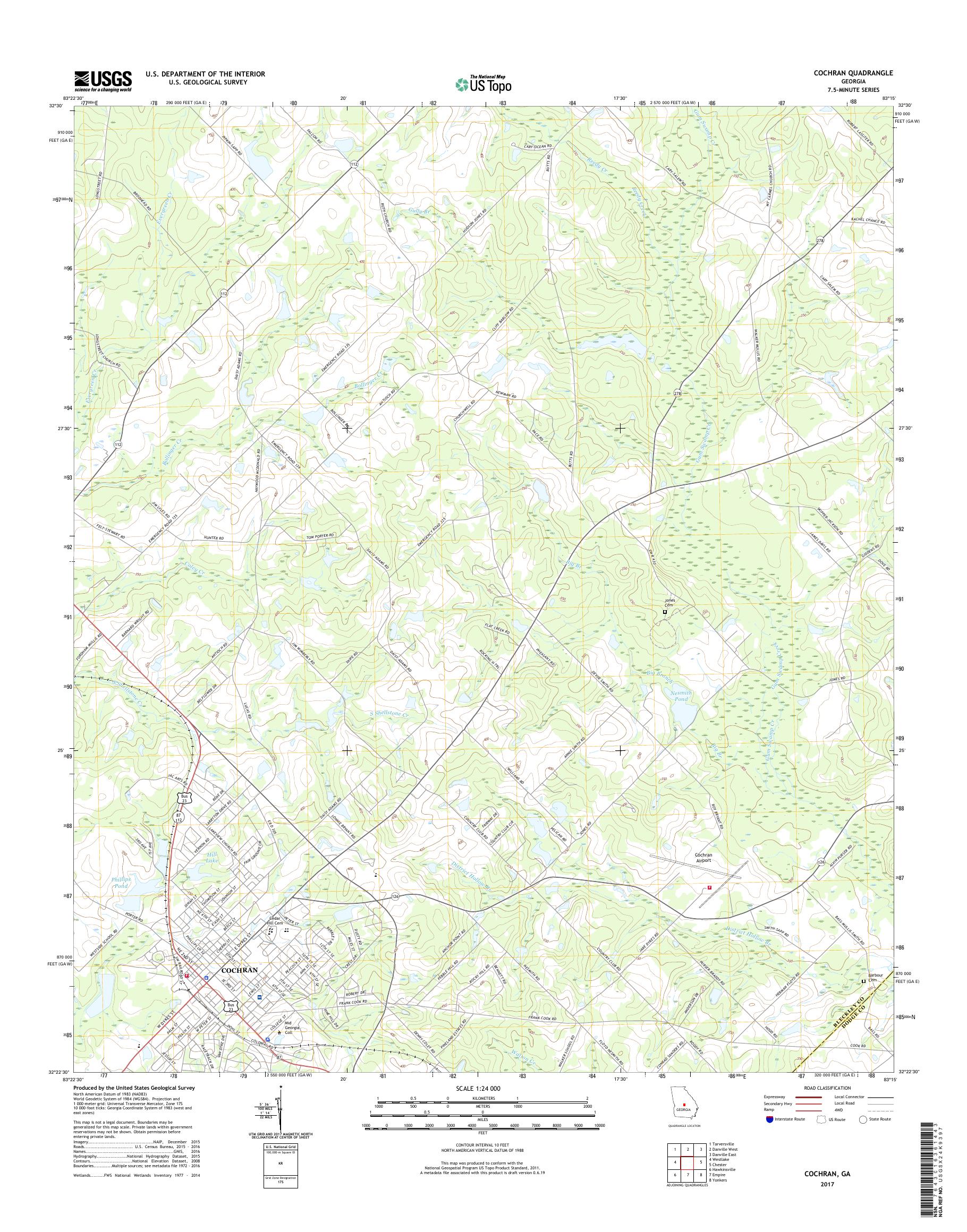 MyTopo Cochran, USGS Quad Topo Map