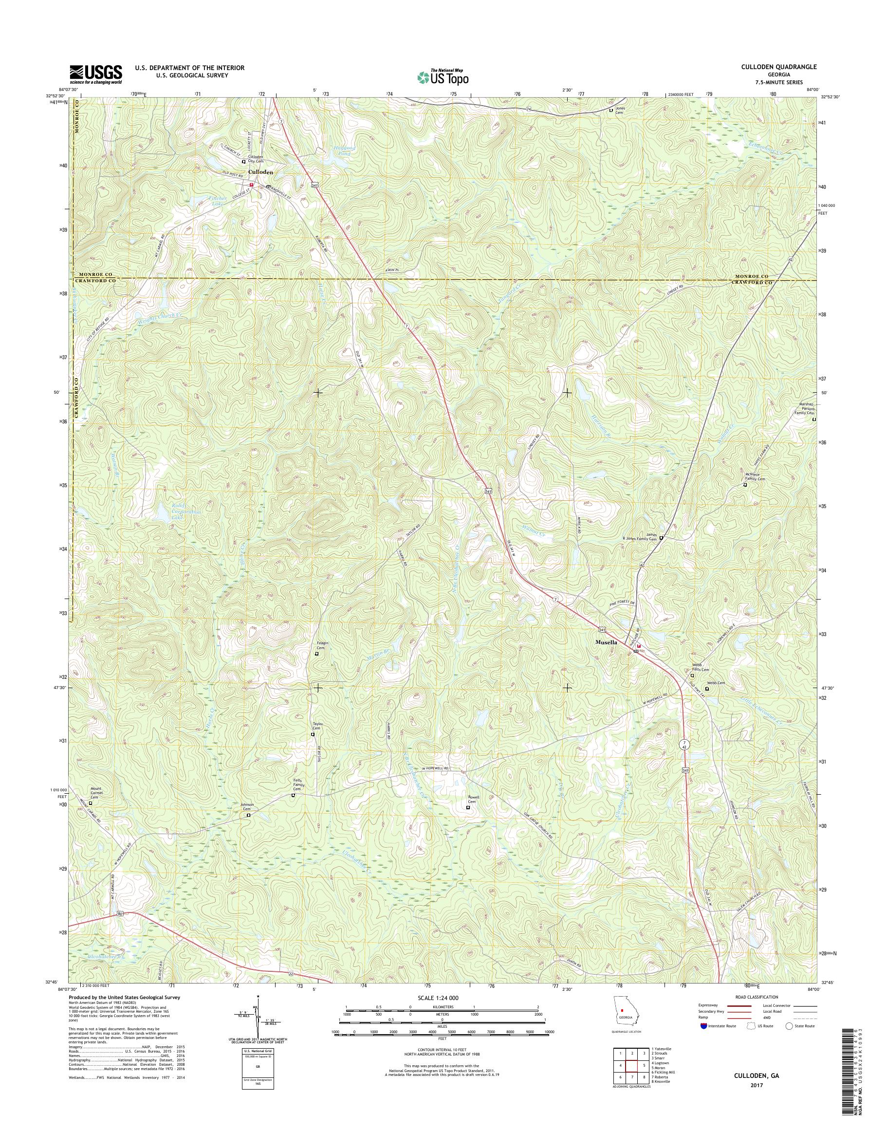 MyTopo Culloden, USGS Quad Topo Map