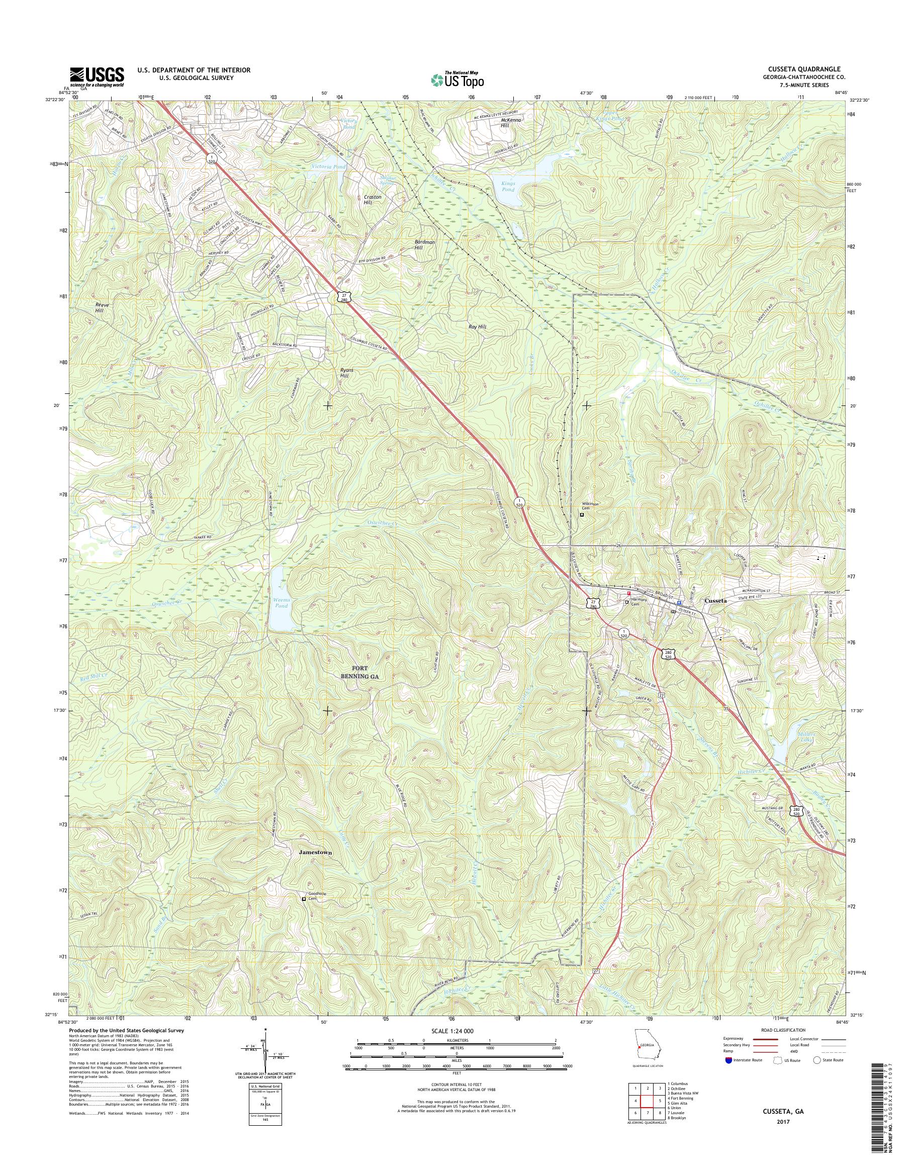 MyTopo Cusseta, USGS Quad Topo Map