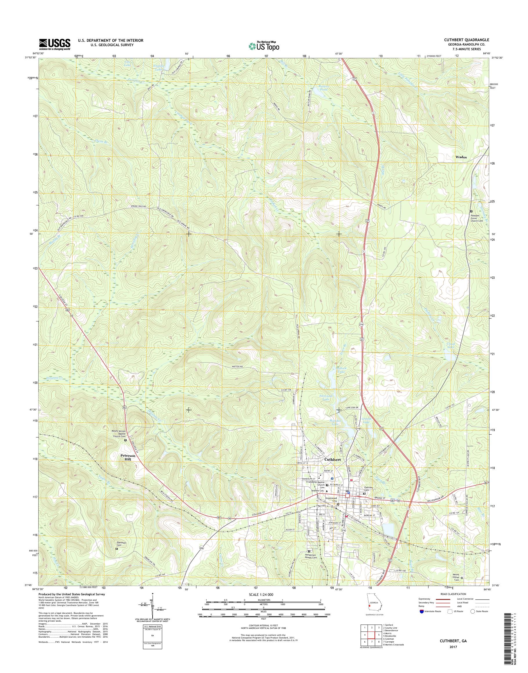 MyTopo Cuthbert, USGS Quad Topo Map